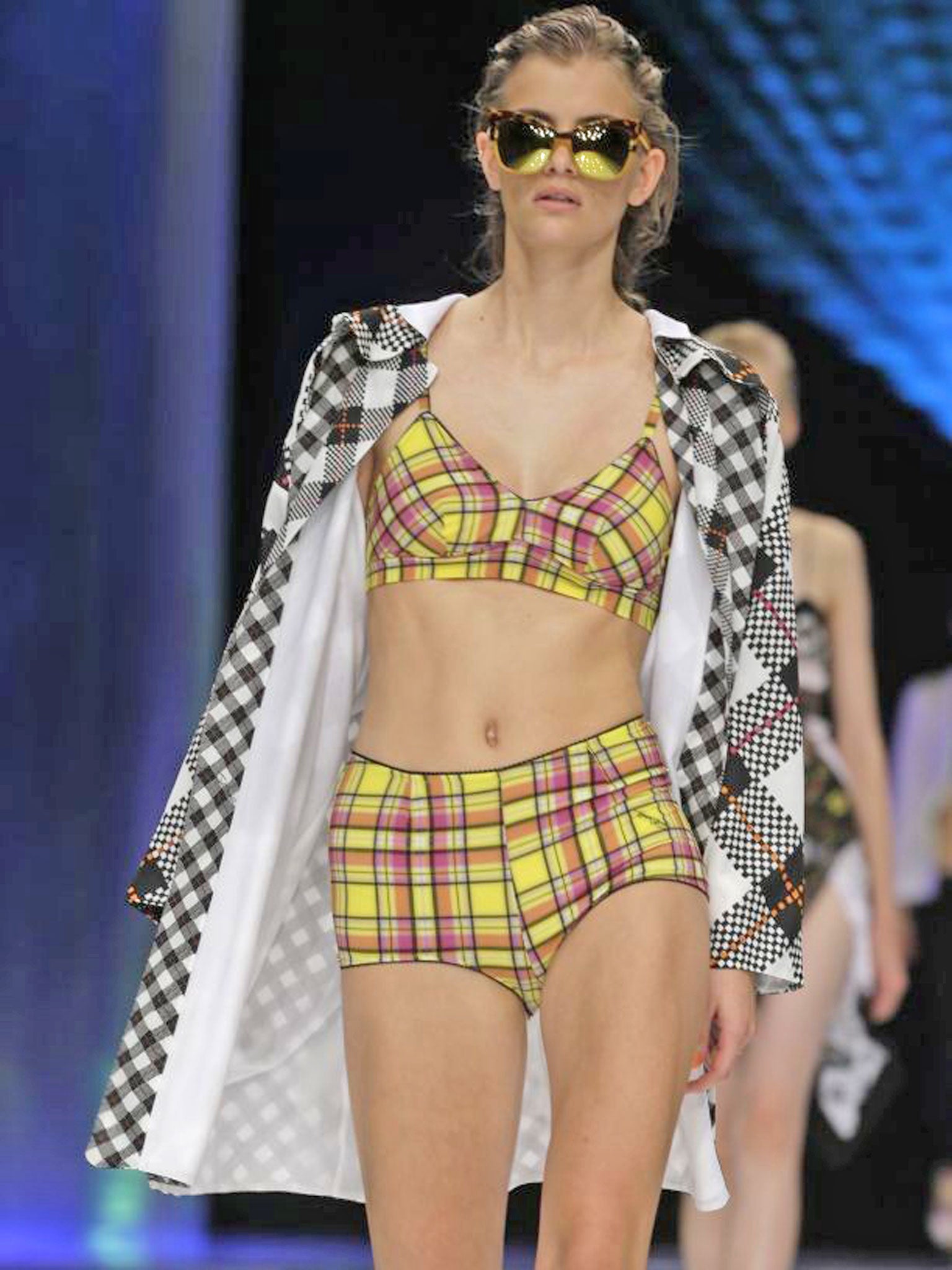 A model wears a creation for Just Cavalli women's Spring-Summer 2014 collection, part of the Milan Fashion Week