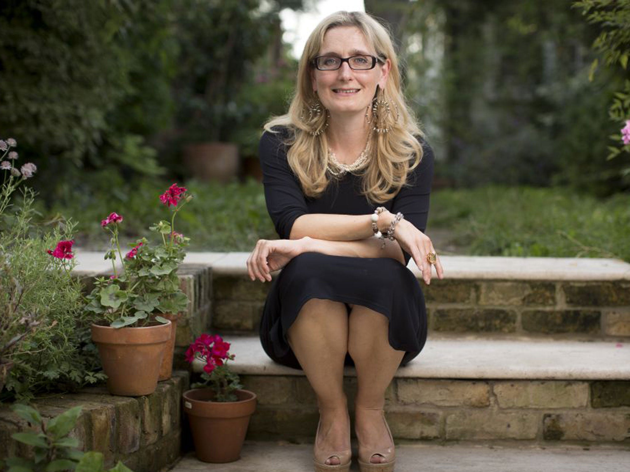 Cressida Cowell in the garden of her home in Revenscourt Park, London