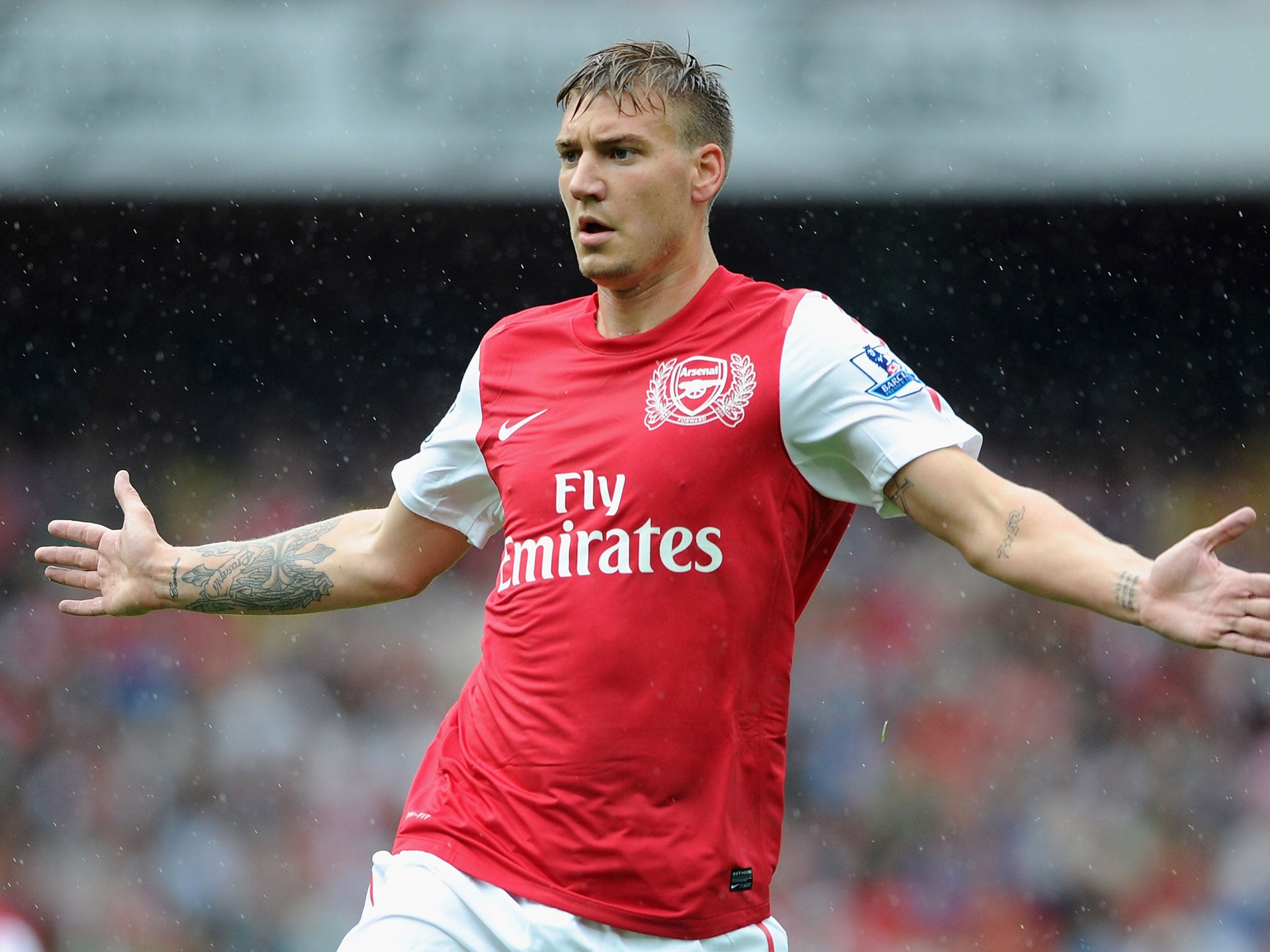 Nicklas Bendtner's last game for Arsenal, in August 2011