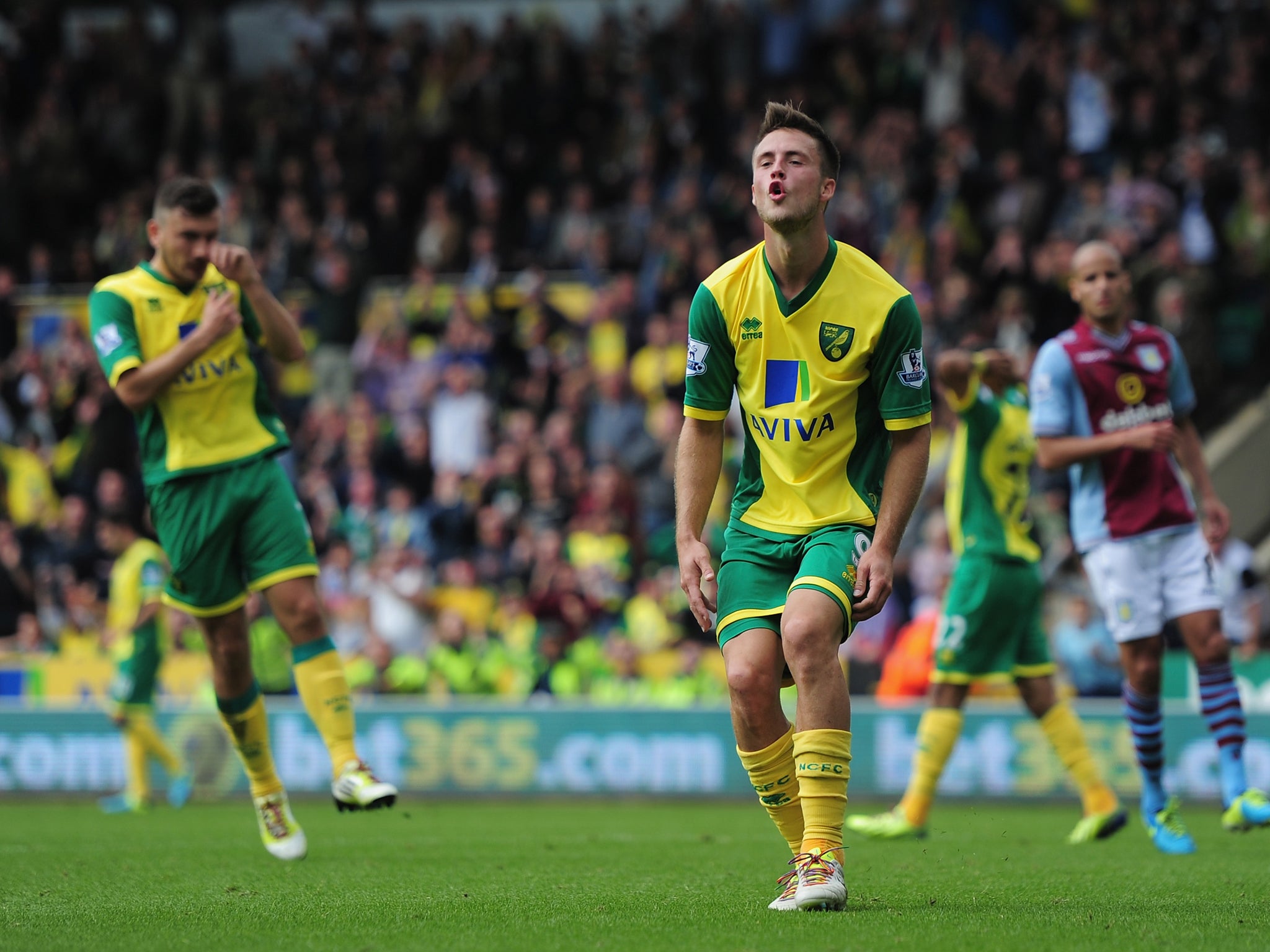 Ricky van Wolfswinkel missed a first-half penalty for Norwich