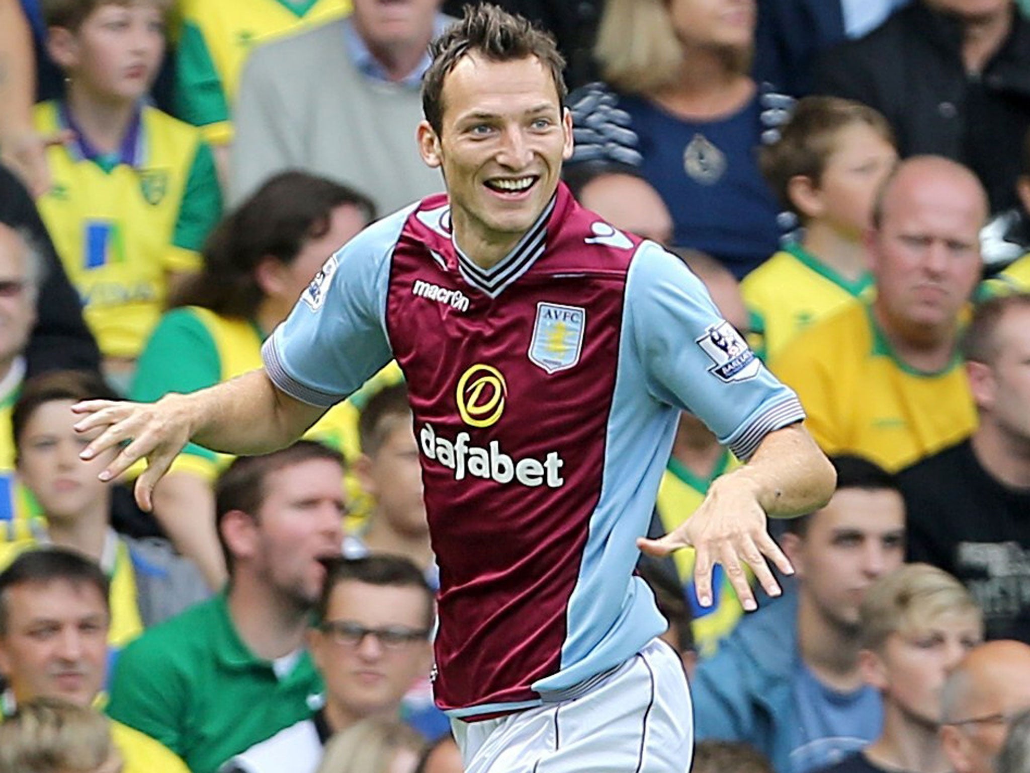 Bouncing Czech: A happy Libor Kozak celebrates his winning goal