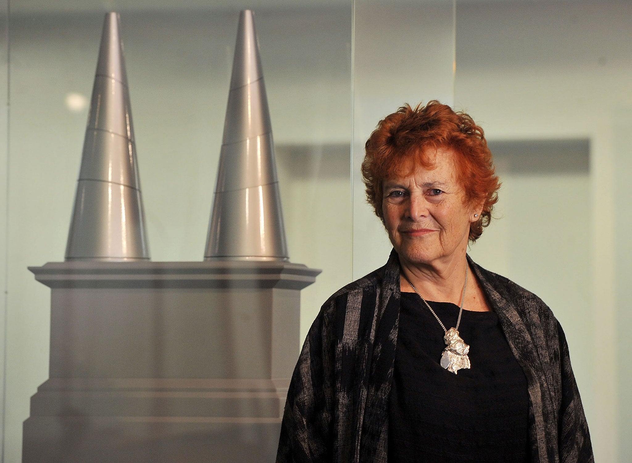Liliane Lijn with her proposed design for the Fourth Plinth