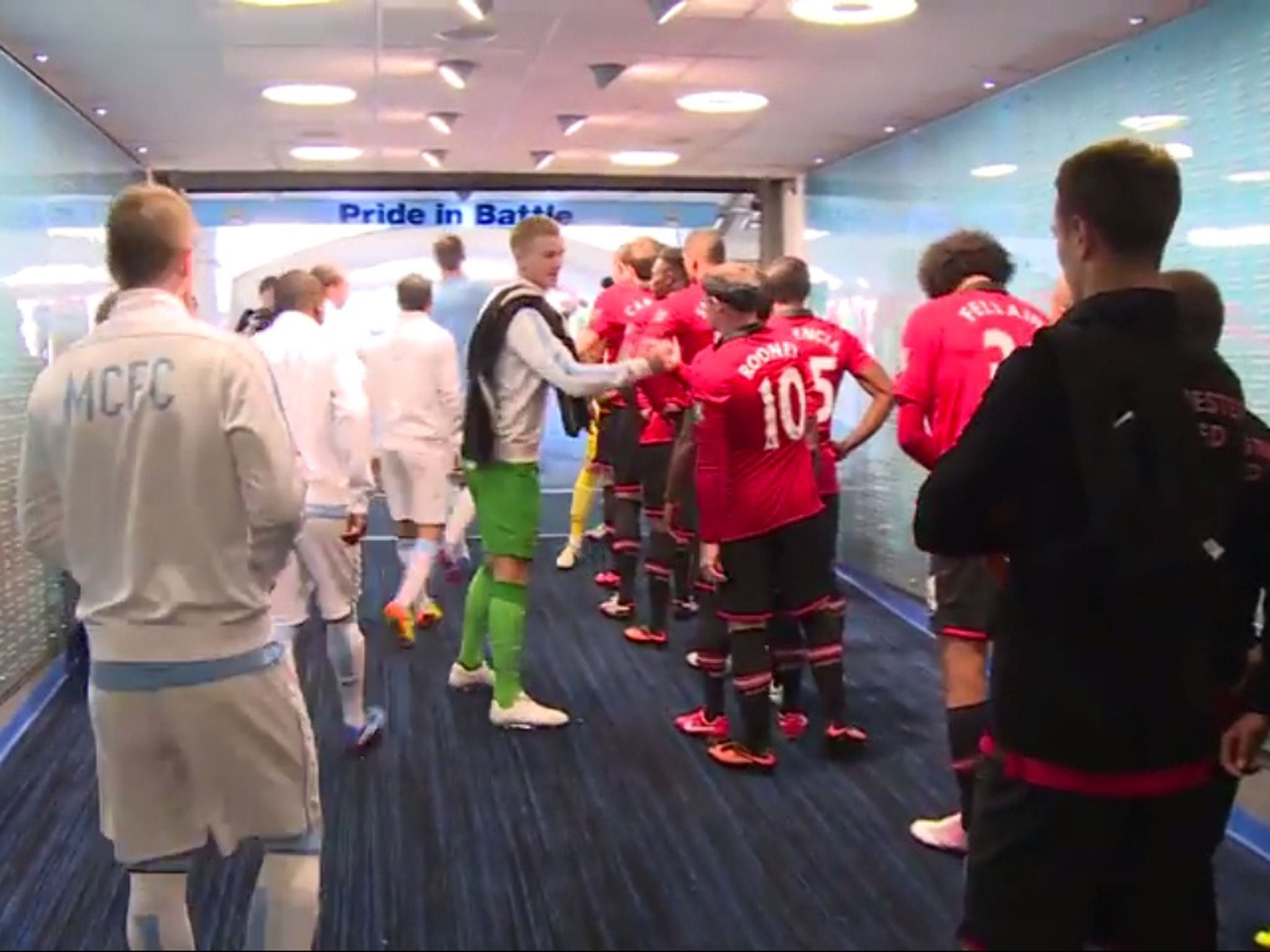 Manchester City tunnel cam before their derby match with Manchester United