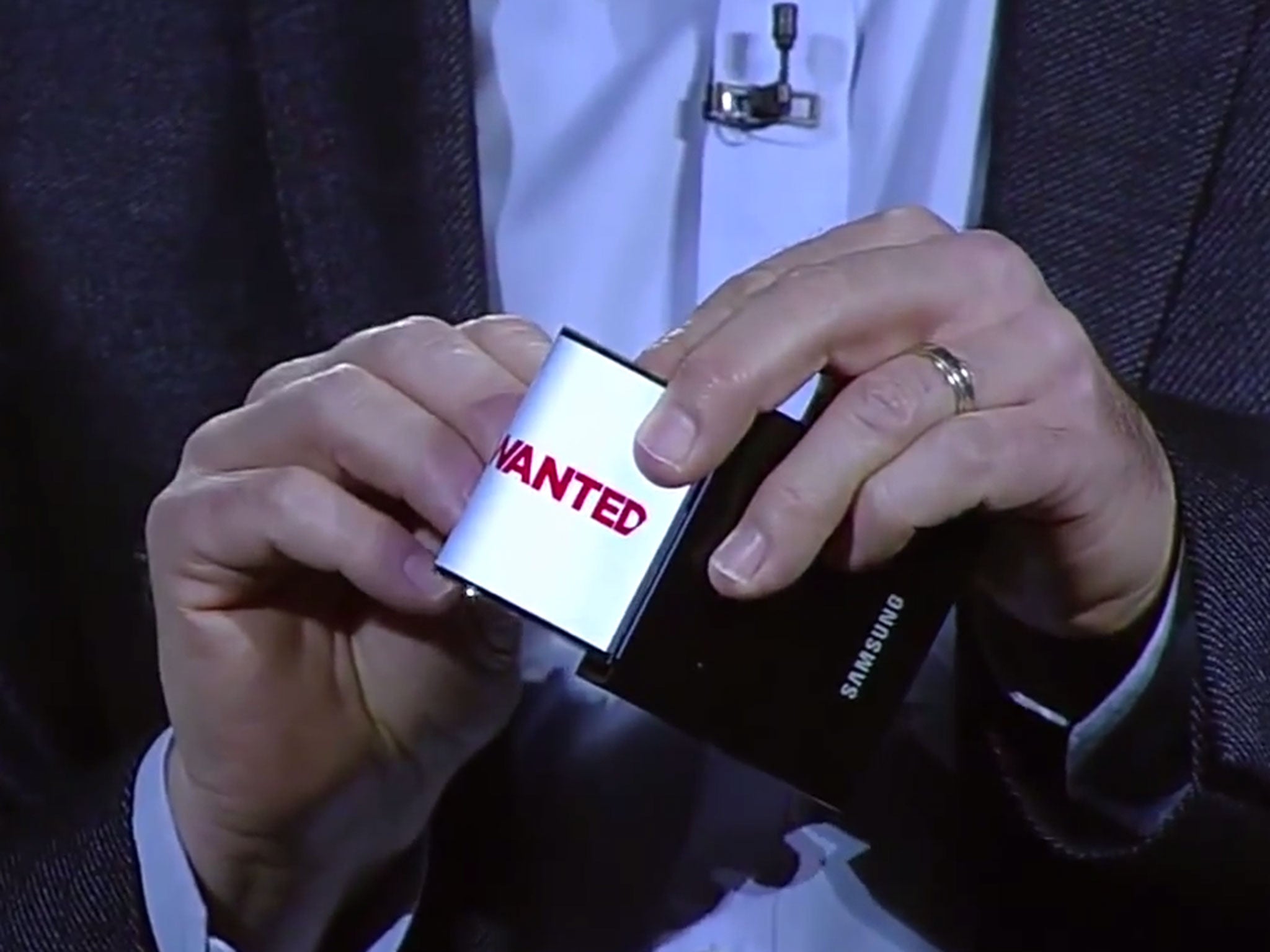 A screenshot from Samsung's 2013 CES presentation showing the flexible Youm display.