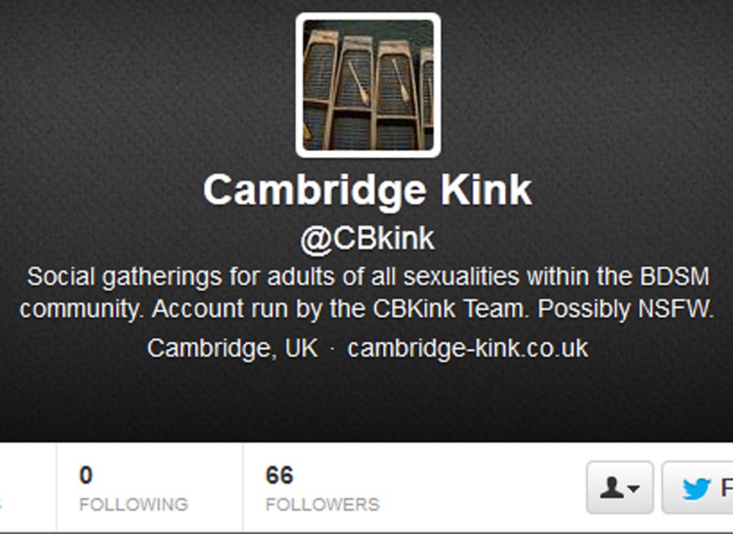 The twitter page advertising the bondage classes