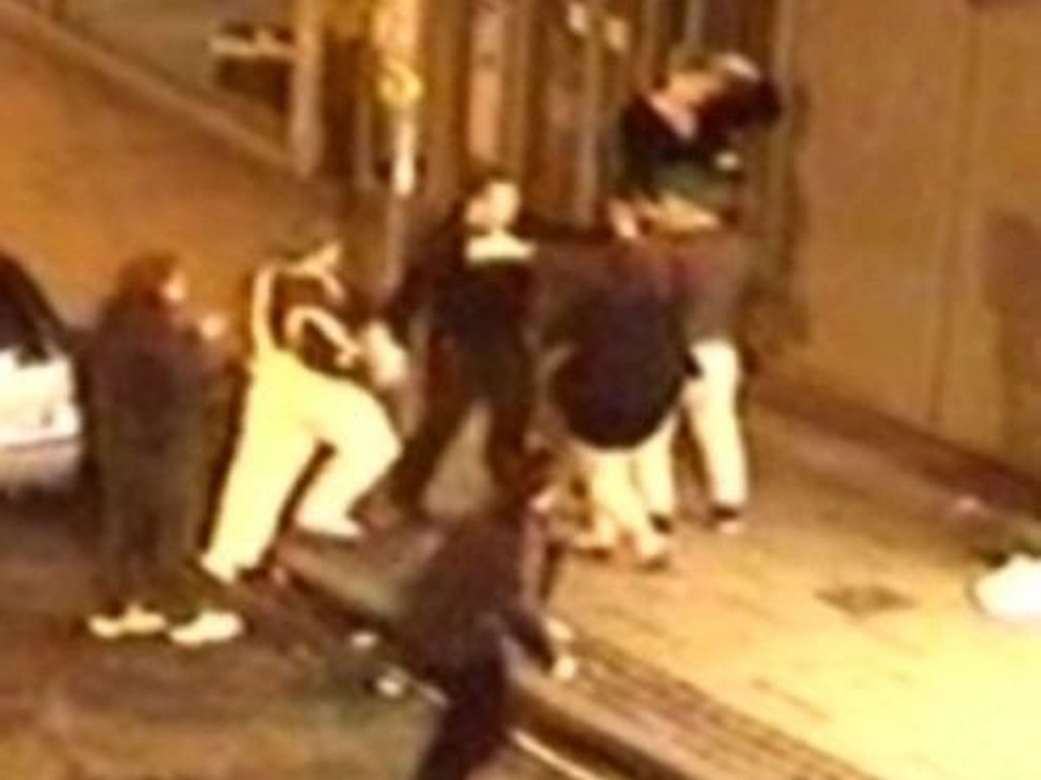 CCTV still as two men admit roles in street brawl while dressed as 'usually peaceable' Oompa Loompas