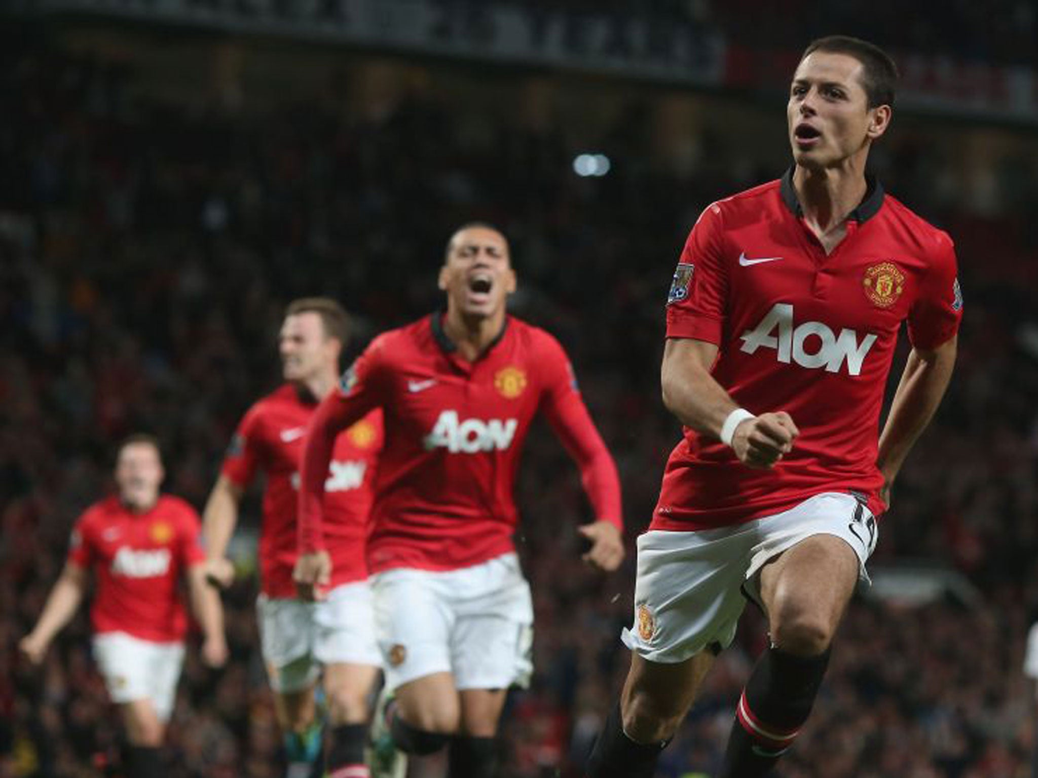 Javier Hernandez after scoring United’s winner on Wednesday