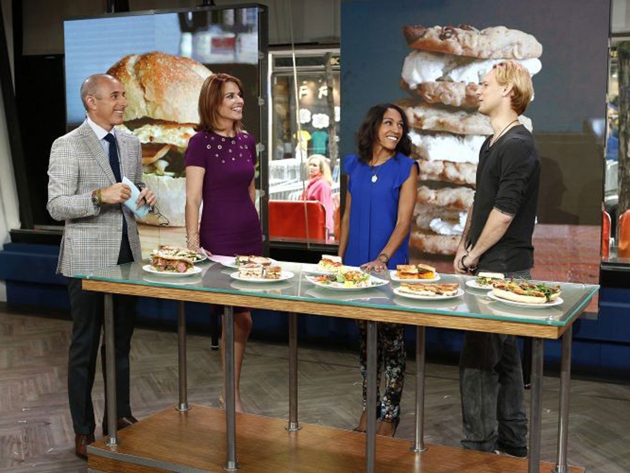 Stephanie Smith and Eric Schulte (right and far right) have taken their sandwiches onto TV