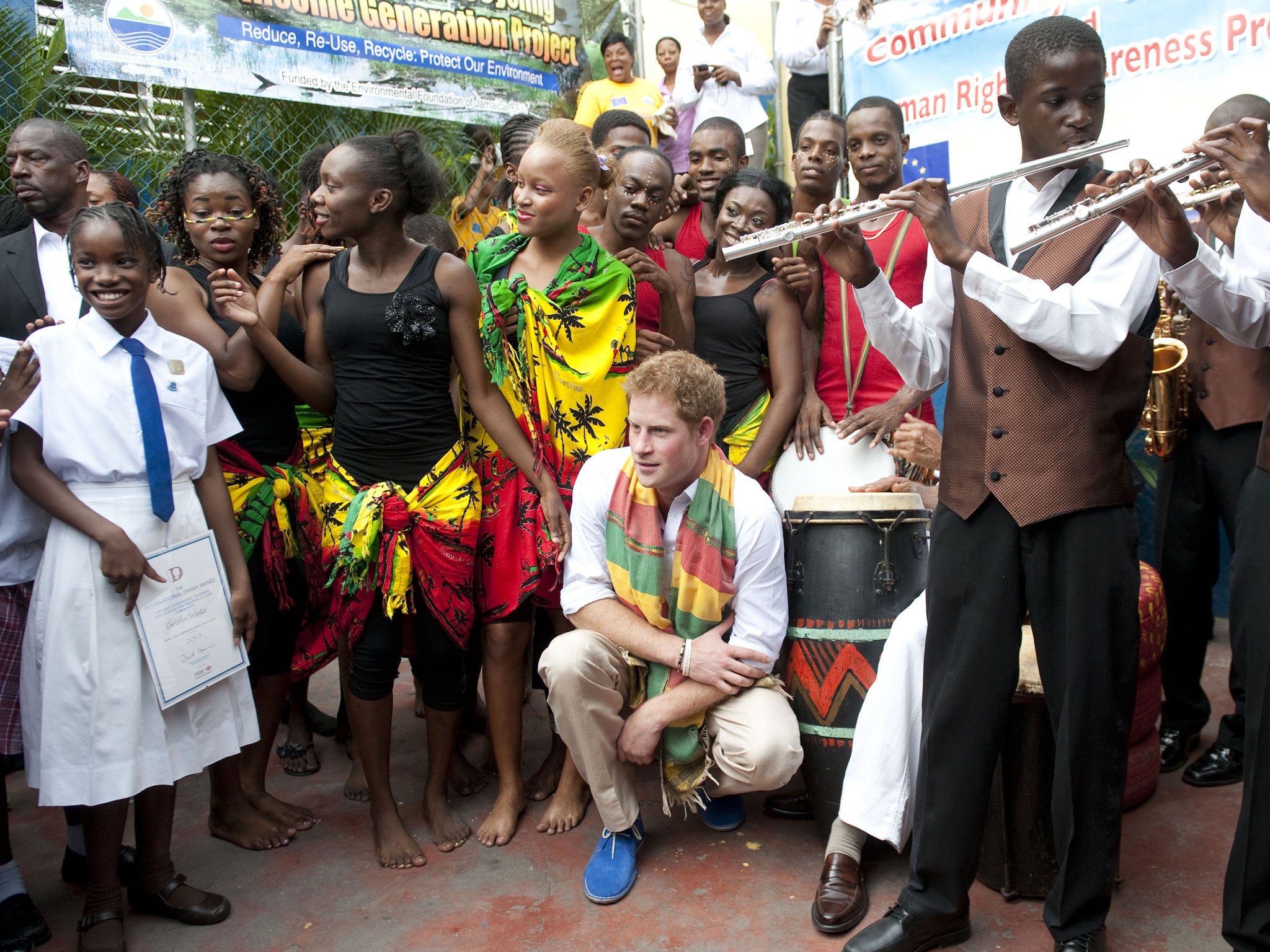 Sole man: The Prince showcases his footwear in Jamaica