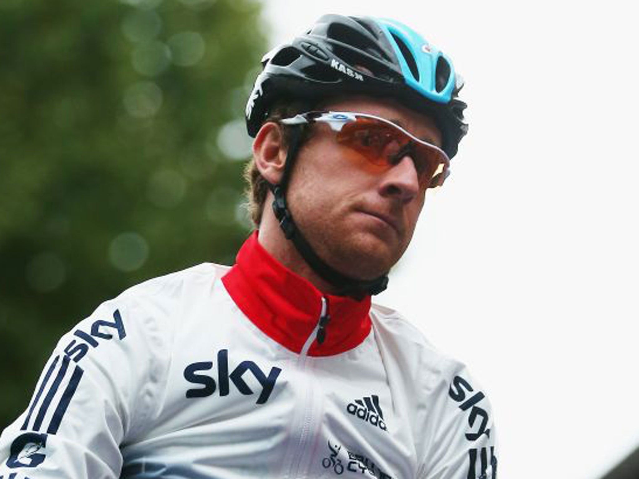 Sir Bradley Wiggins looks on in Florence on Sunday