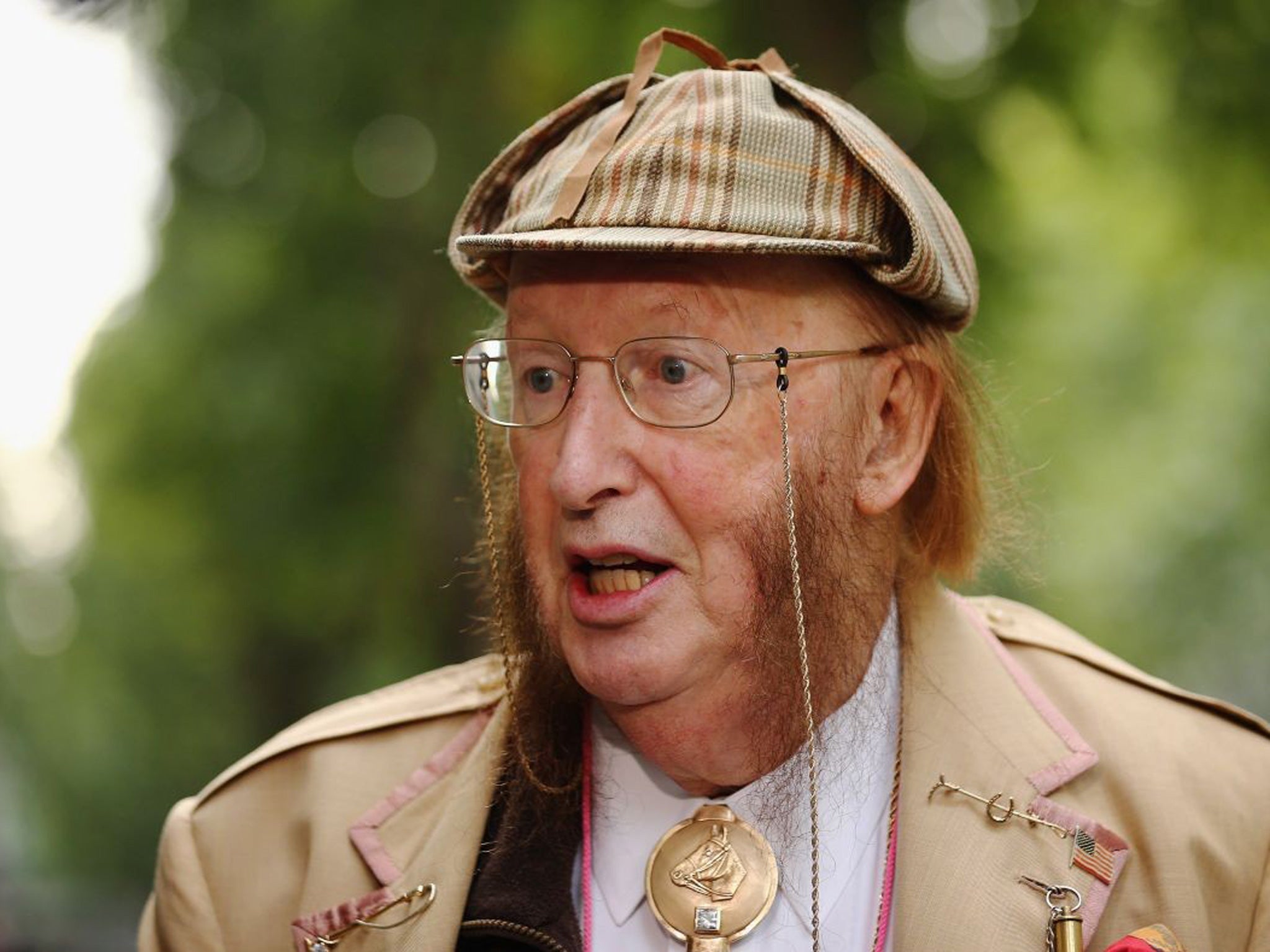 Racing pundit John McCririck arrives at Victory House for his employment tribunal hearing