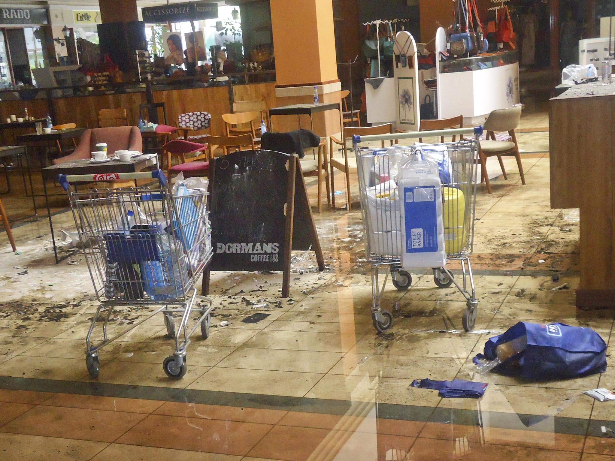 The scene at the Dormans coffee shop on the ground floor of the Westgate Mall in Nairobi, Kenya