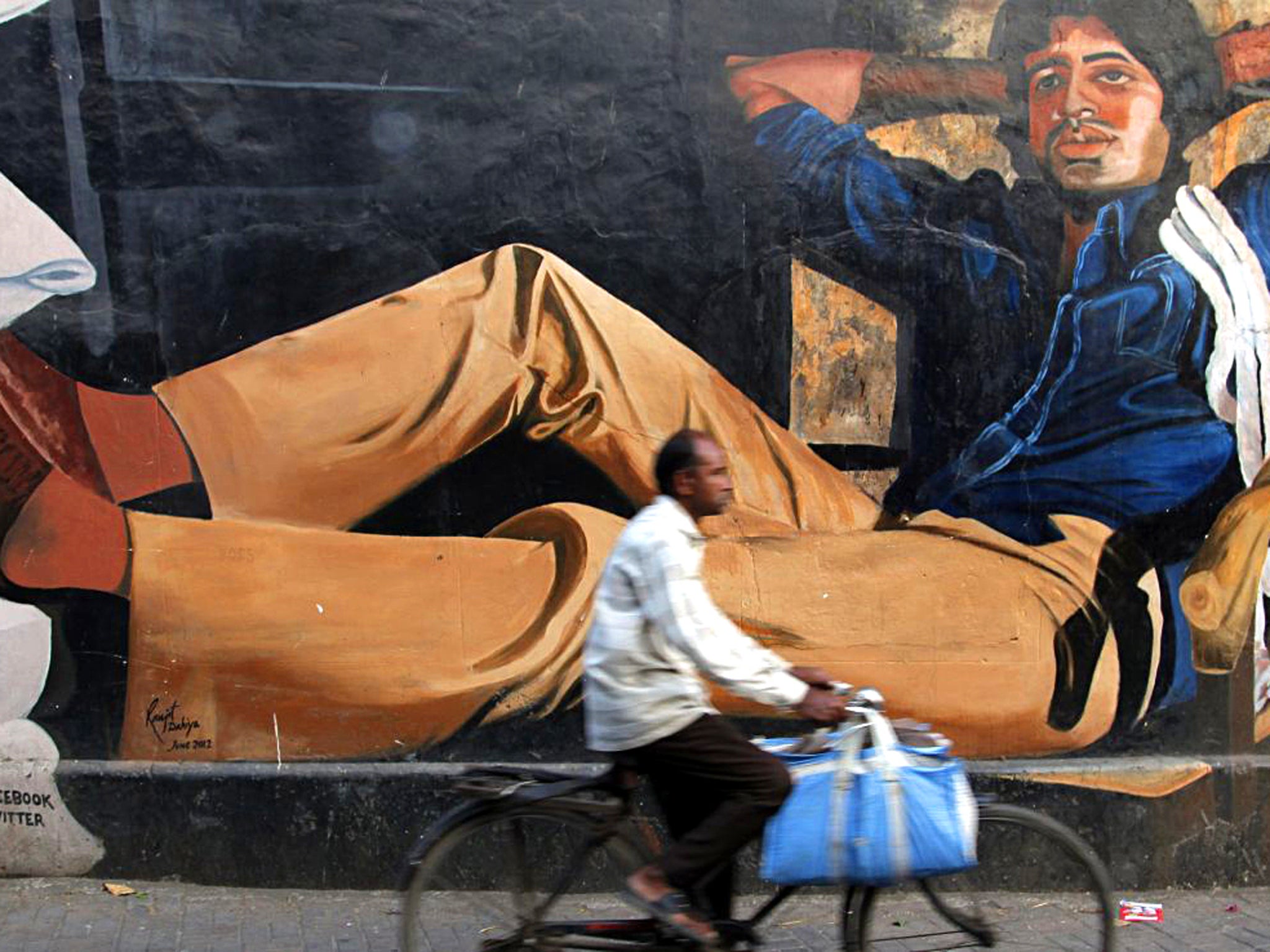 Wide screen: a Bollywood mural in Mumbai