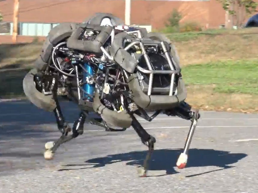 The quadrupedal WildCat is seen just completely booking it across an empty car park