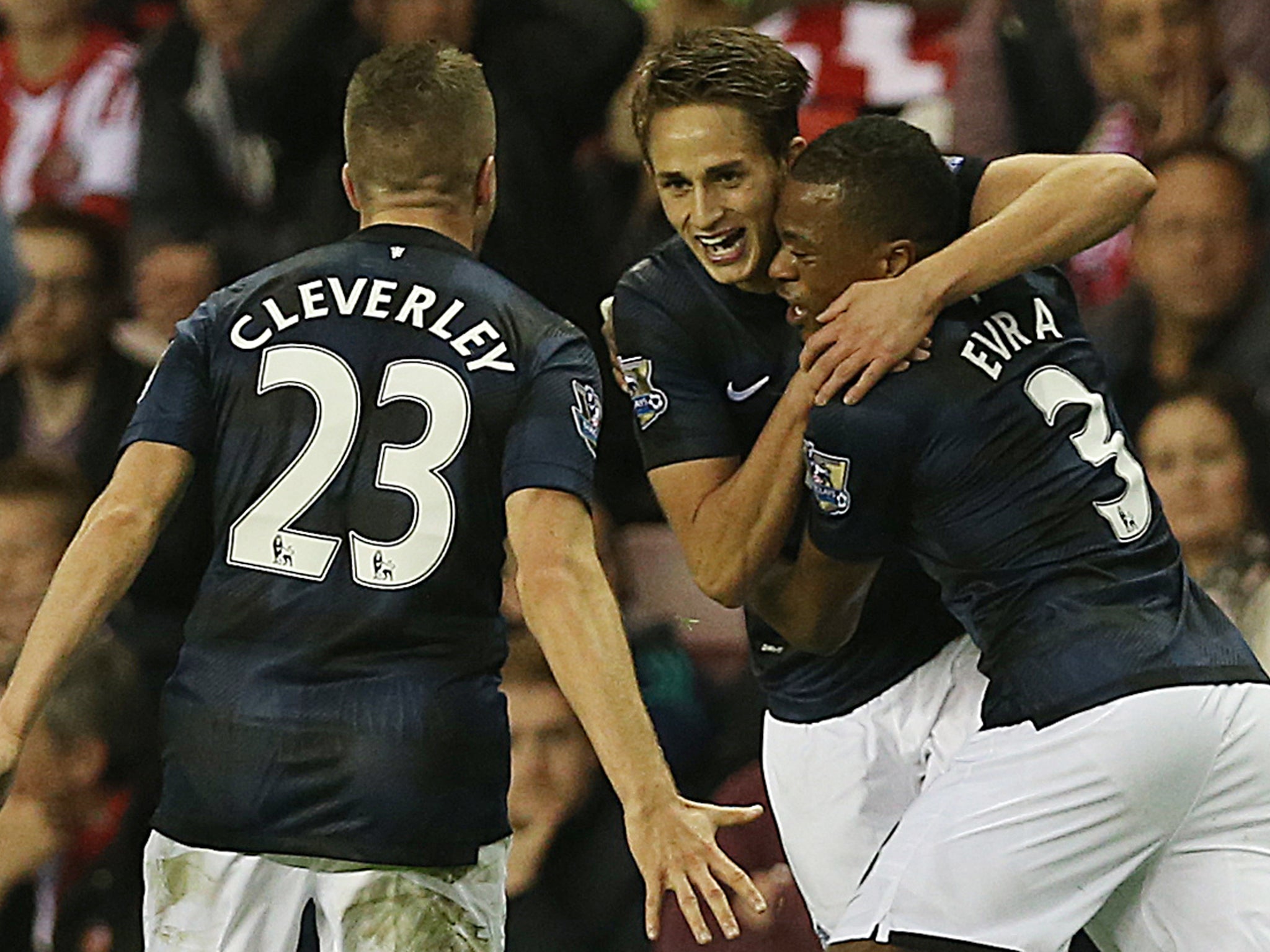 Adnan Januzaj celebrates after scoring for Manchester United at Sunderland