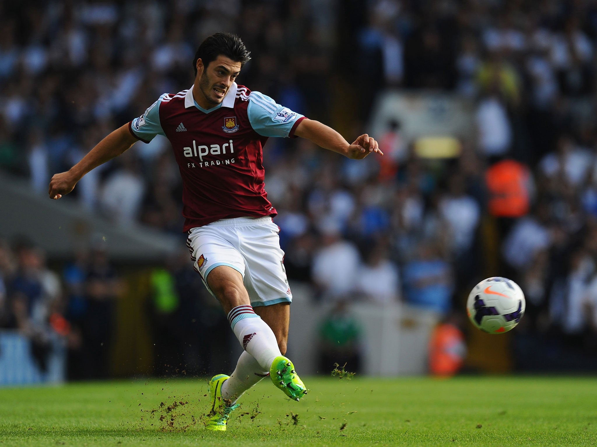 James Tomkins attempts a pass for West Ham