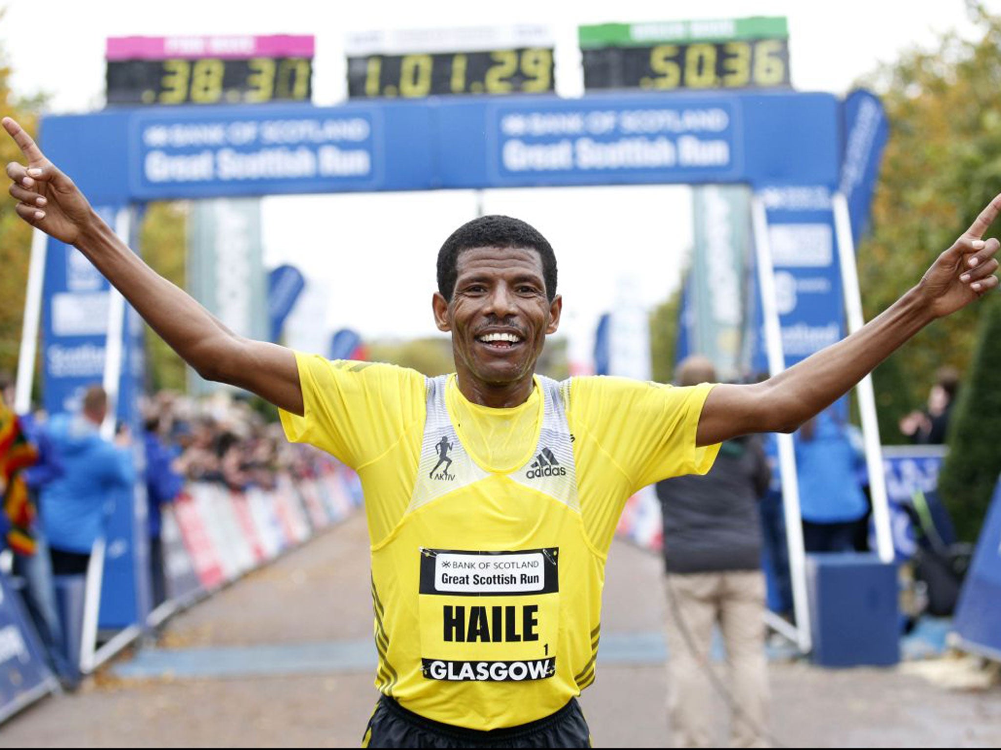 The 40-year-old Ethiopian crossed the line in 1hr 1min 6sec