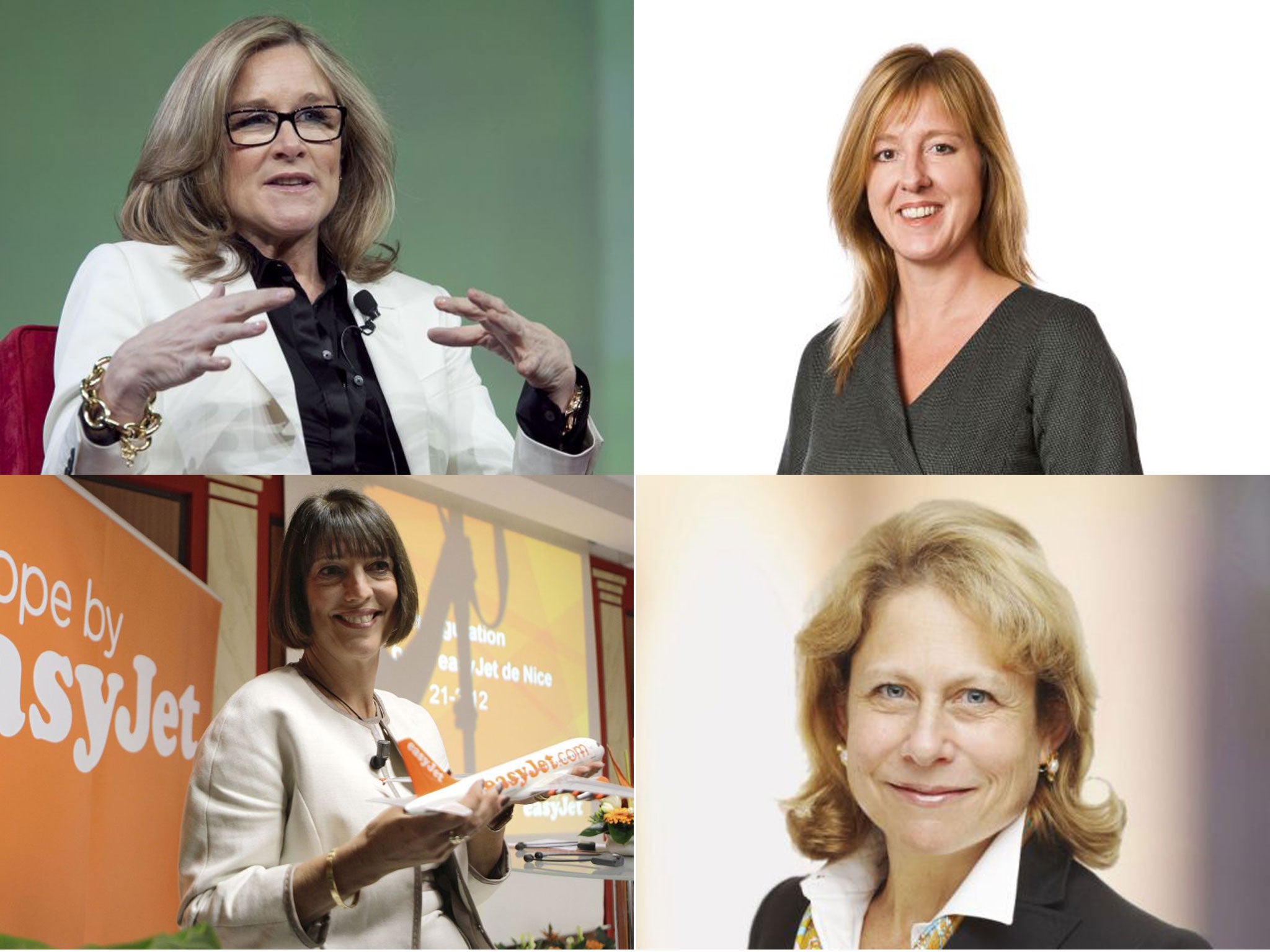 Clockwise from top left: Angela Ahrendts (Burberry,); Alison Cooper (Imperial Tobacco); Cynthia Carroll (formerly of Anglo American); Carolyn McCall (easyJet)