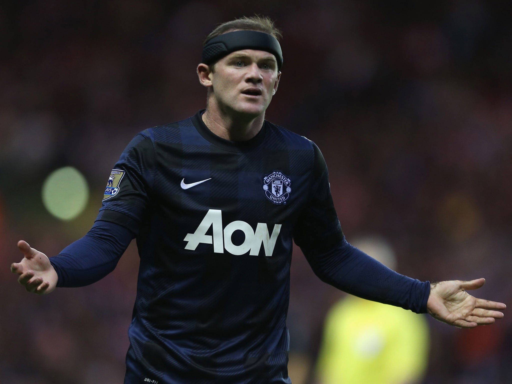 Wayne Rooney gestures towards the referee during Manchester United's win over Sunderland