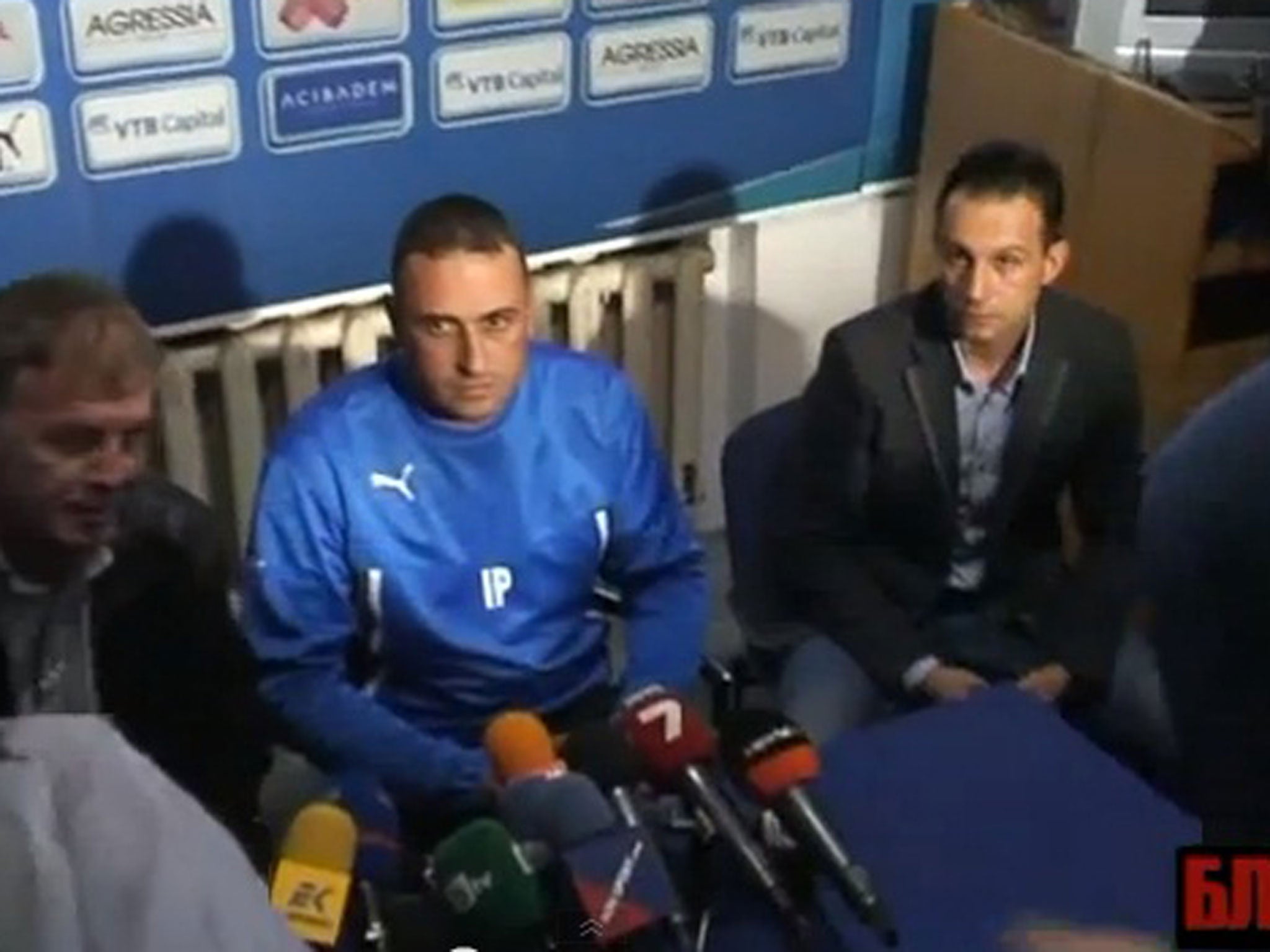 Ivaylo Petev at his presentation as the new Levski Sofia manager before it turned nasty