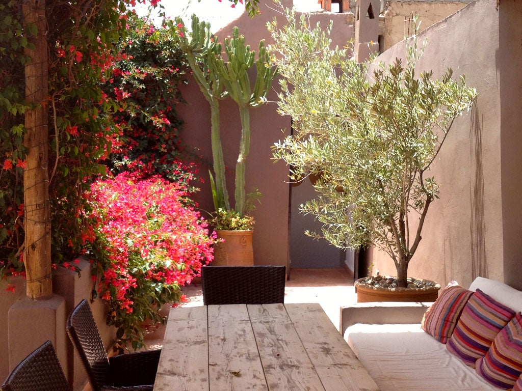 Riad Timila's courtyard is sunny even in March