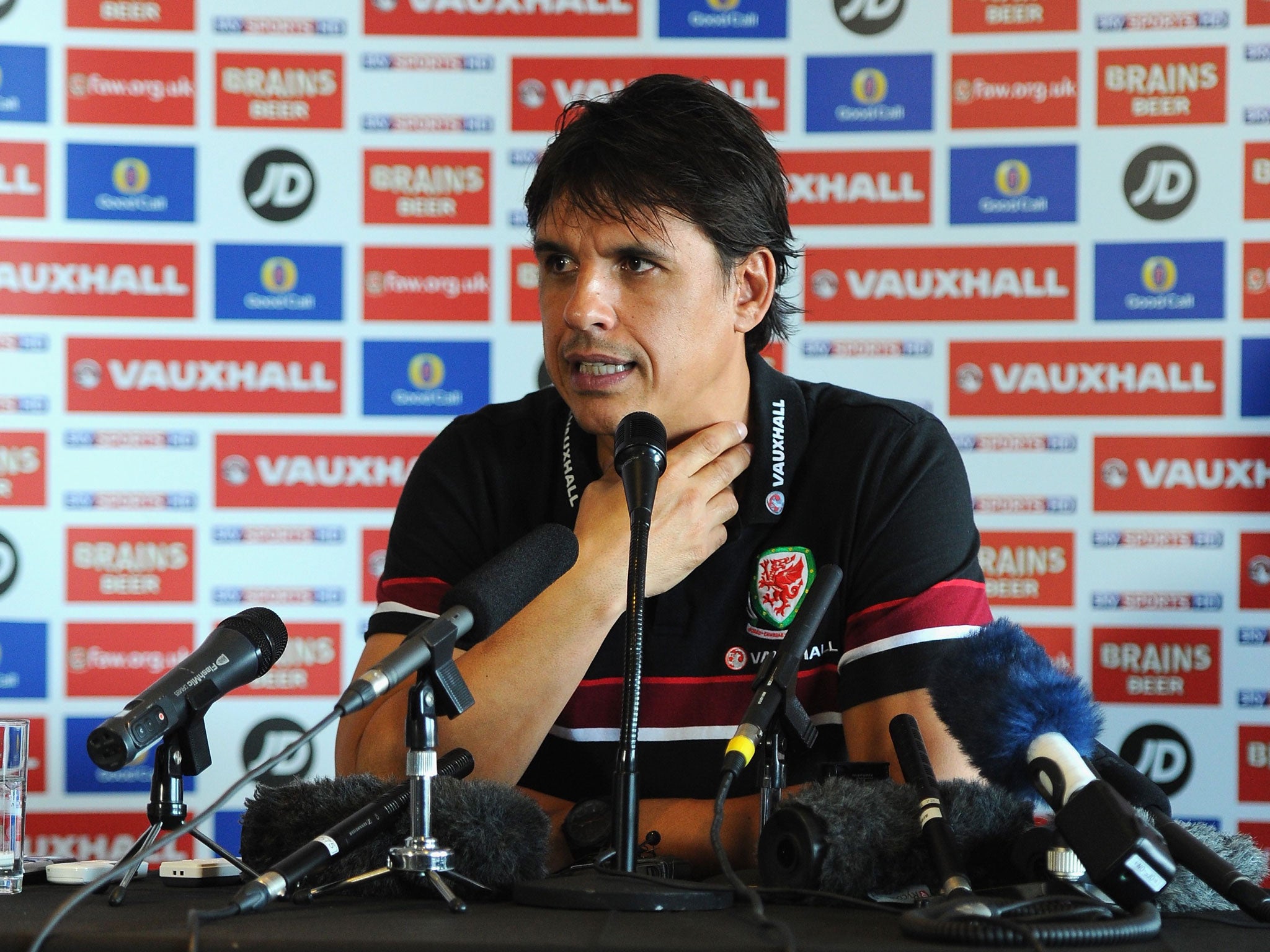 Chris Coleman faces the media in Cardiff