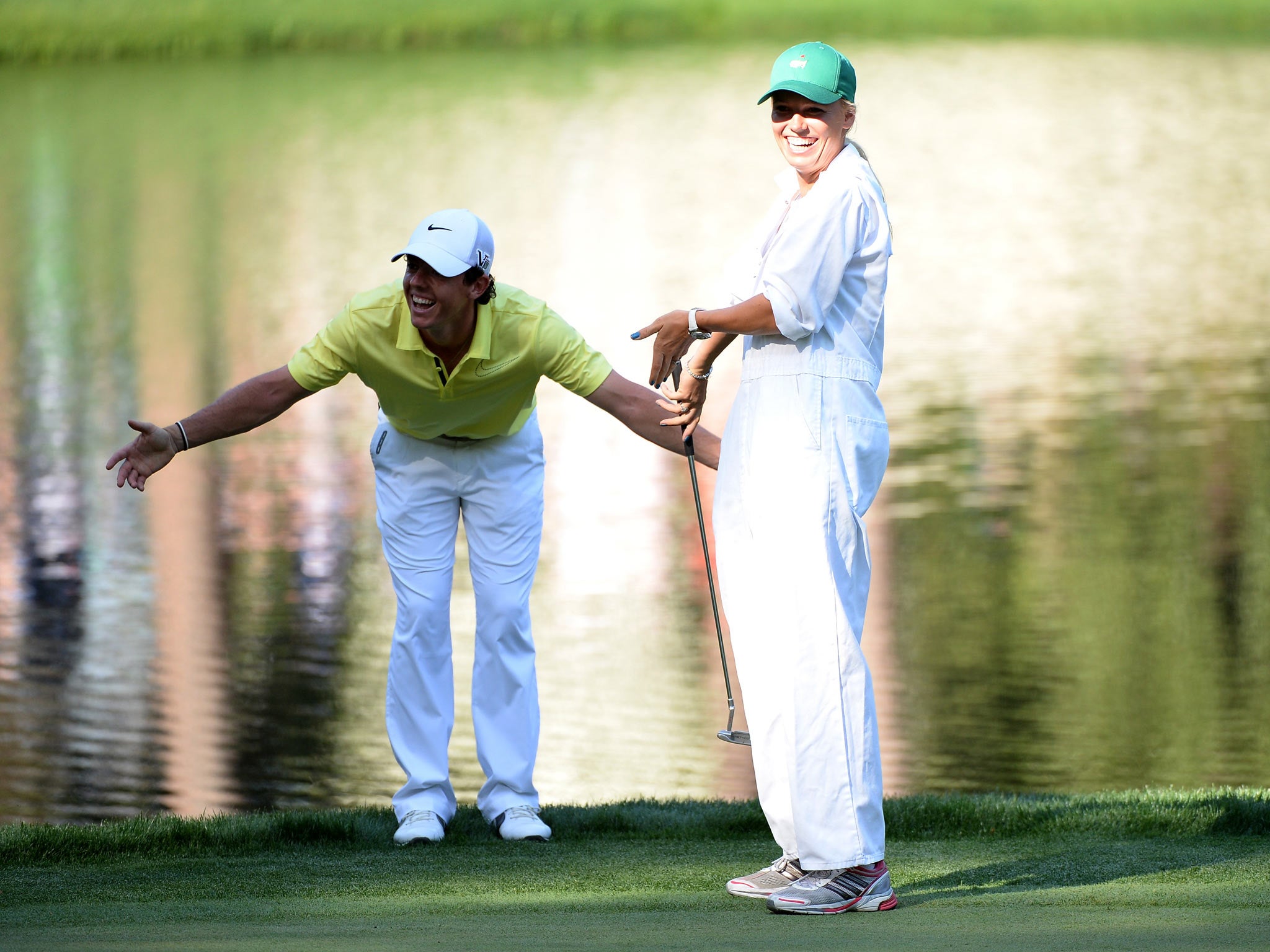 Rory McIlroy with Caroline Wozniacki at Augusta