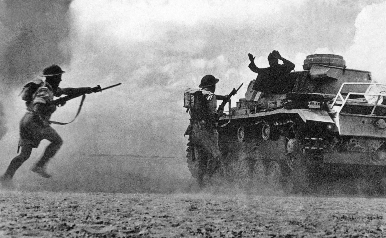 A German tank commander surrenders to the British at El Alamein in 1942 (Getty)