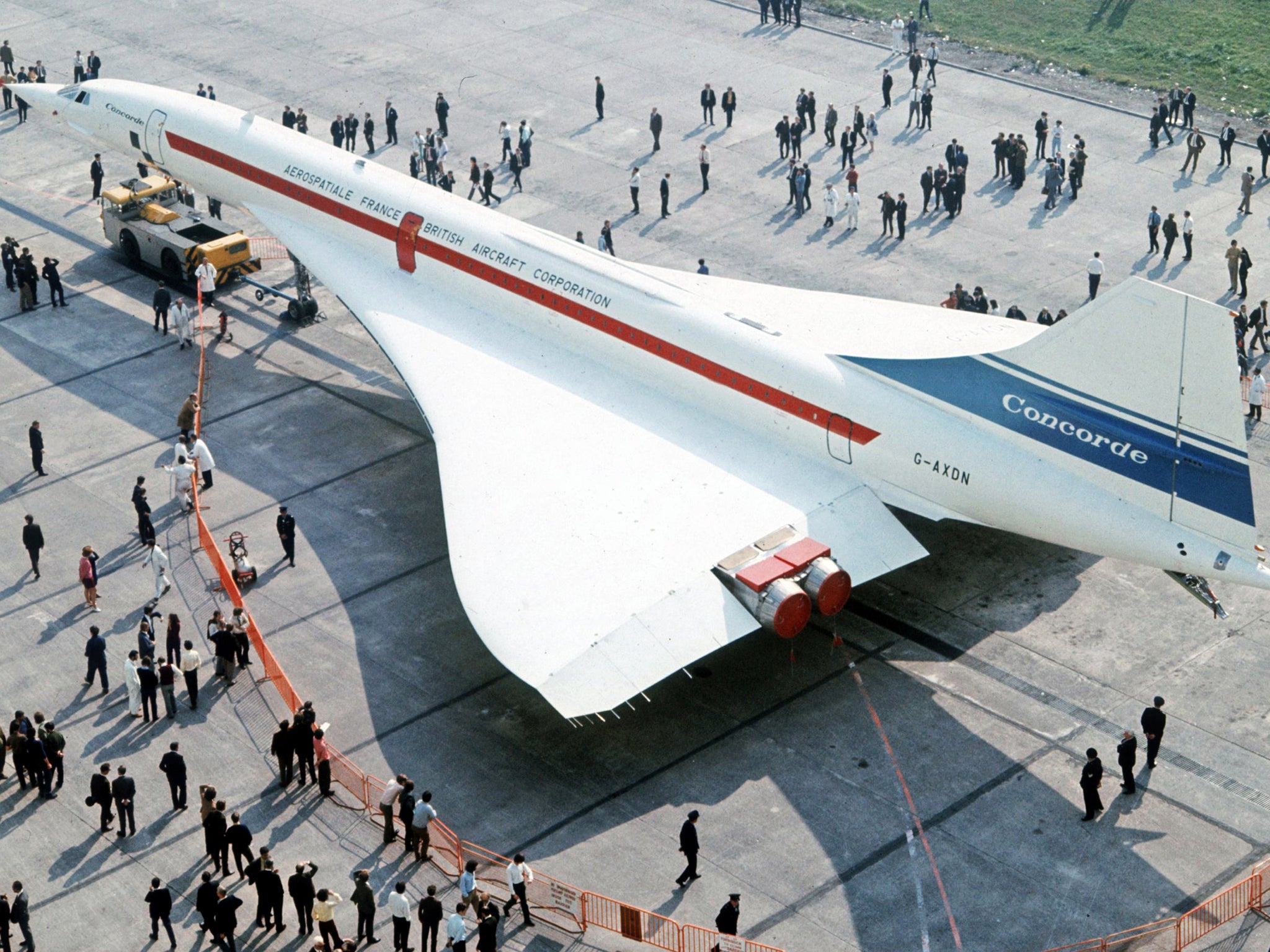 Ready for take-off: A pre-production Concorde on the apron at Filton, Bristol, in 1971 (Getty)