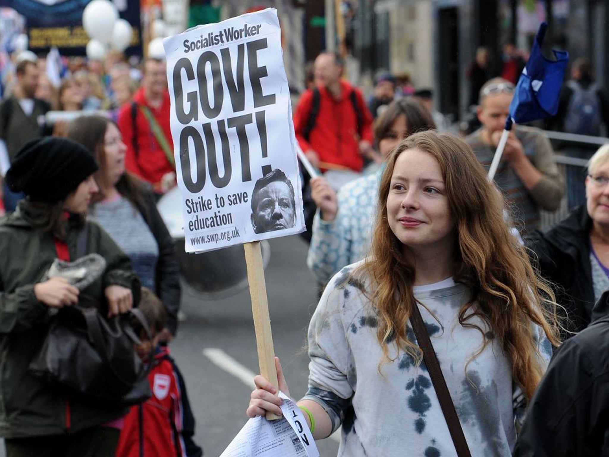 Members of the National Union of Teachers and the NASUWT, march through Bristol