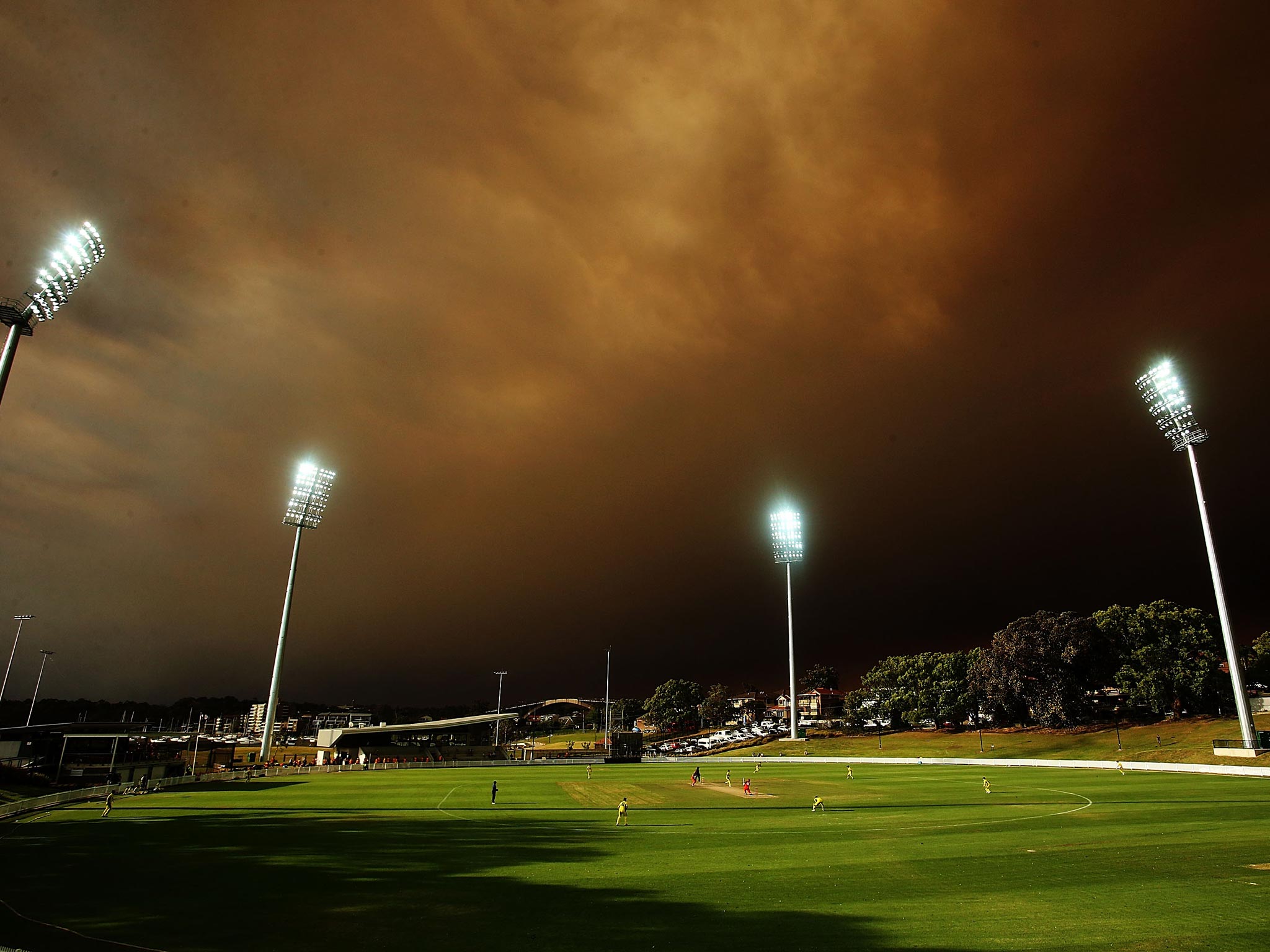 A haze of smoke from the bushfires shrouds the sky