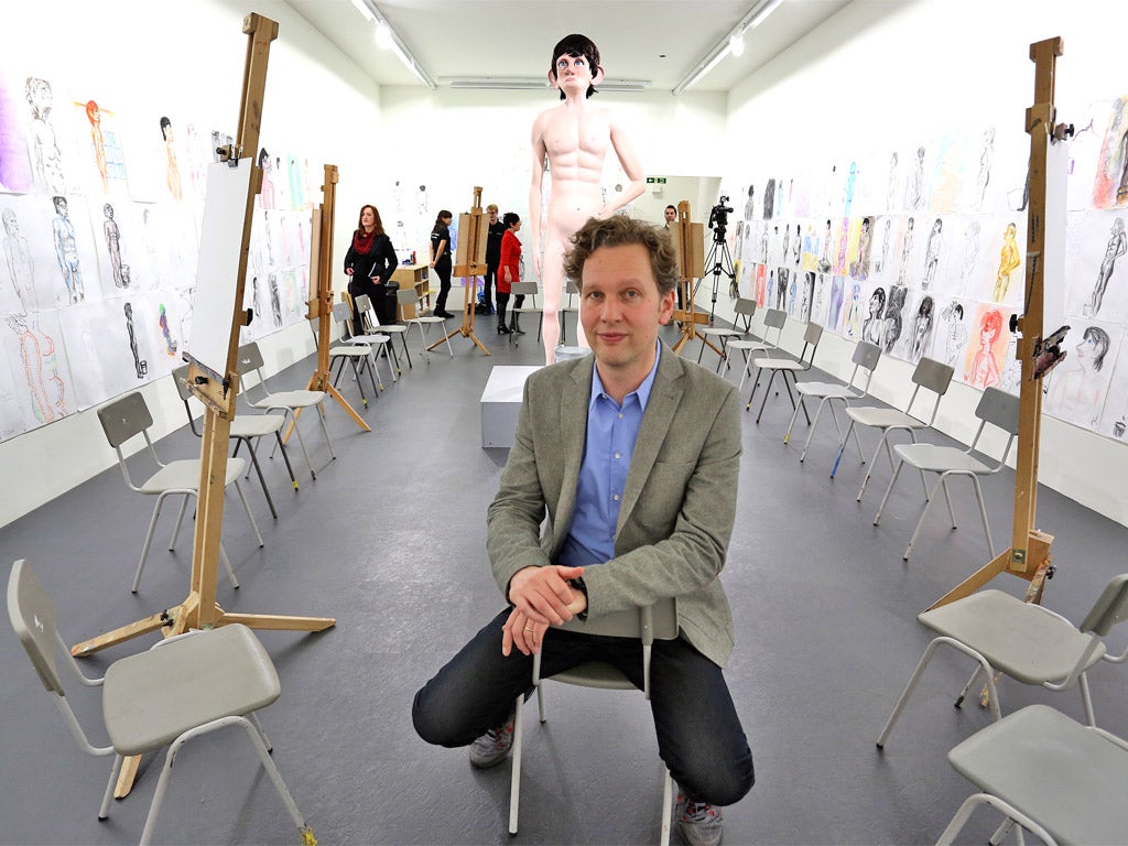 Naked ambition: Turner Prize nominee David Shrigley with his piece ‘Life Model’