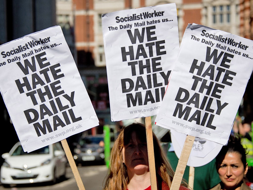 A protest outside Daily Mail HQ earlier this month (Getty)