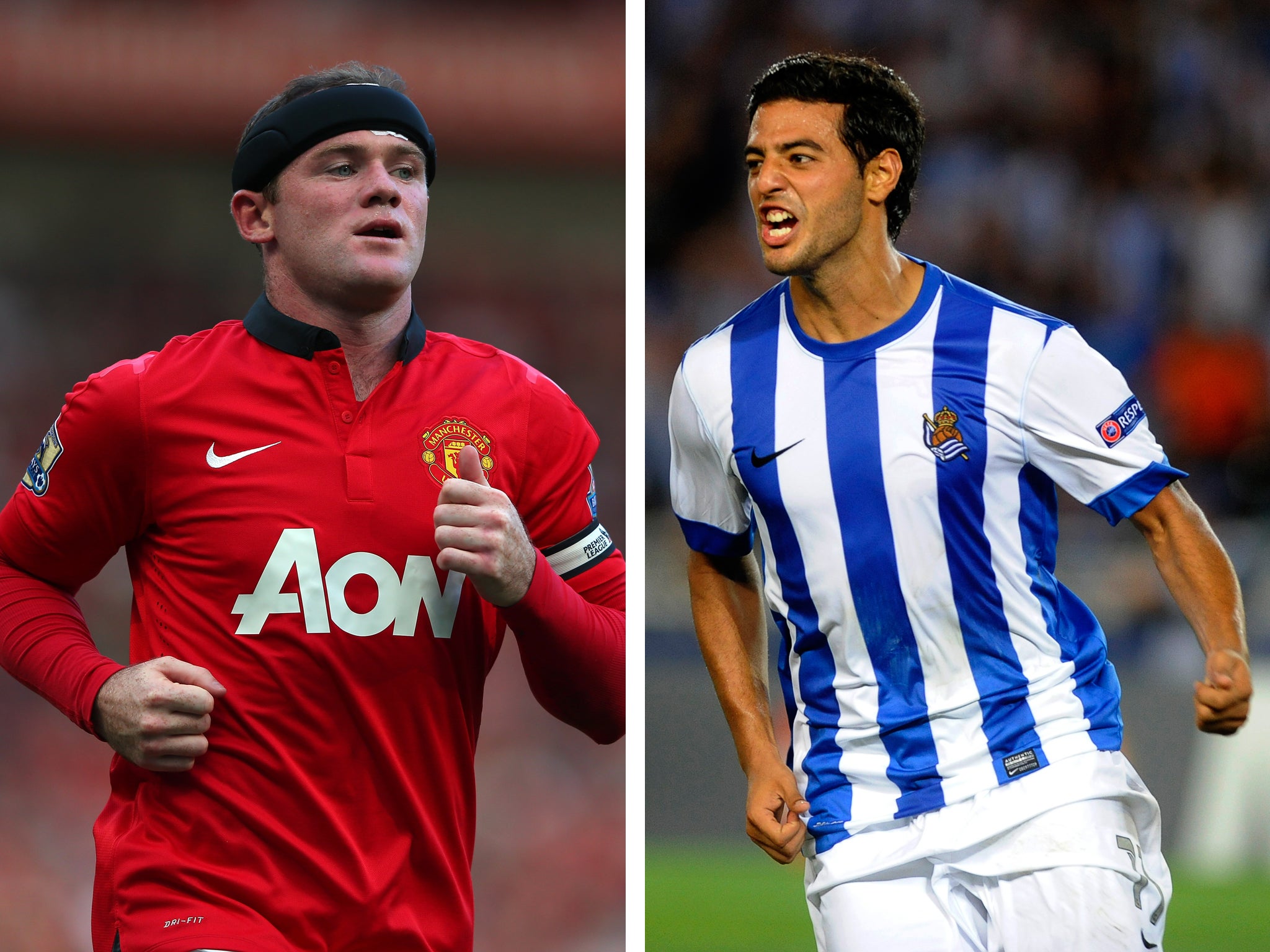 Wayne Rooney and Carlos Vela