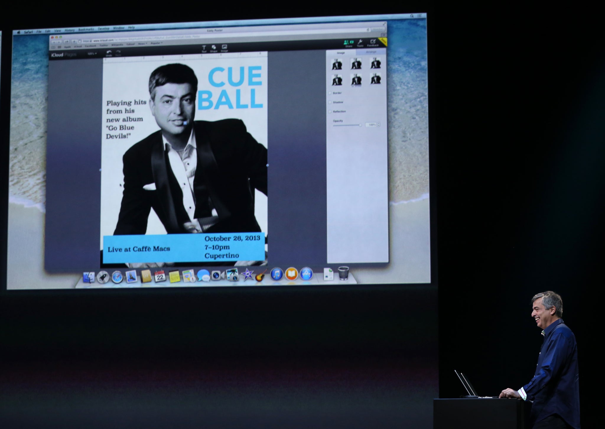 Eddy Cue shows off the new features in the re-worked iWork software.