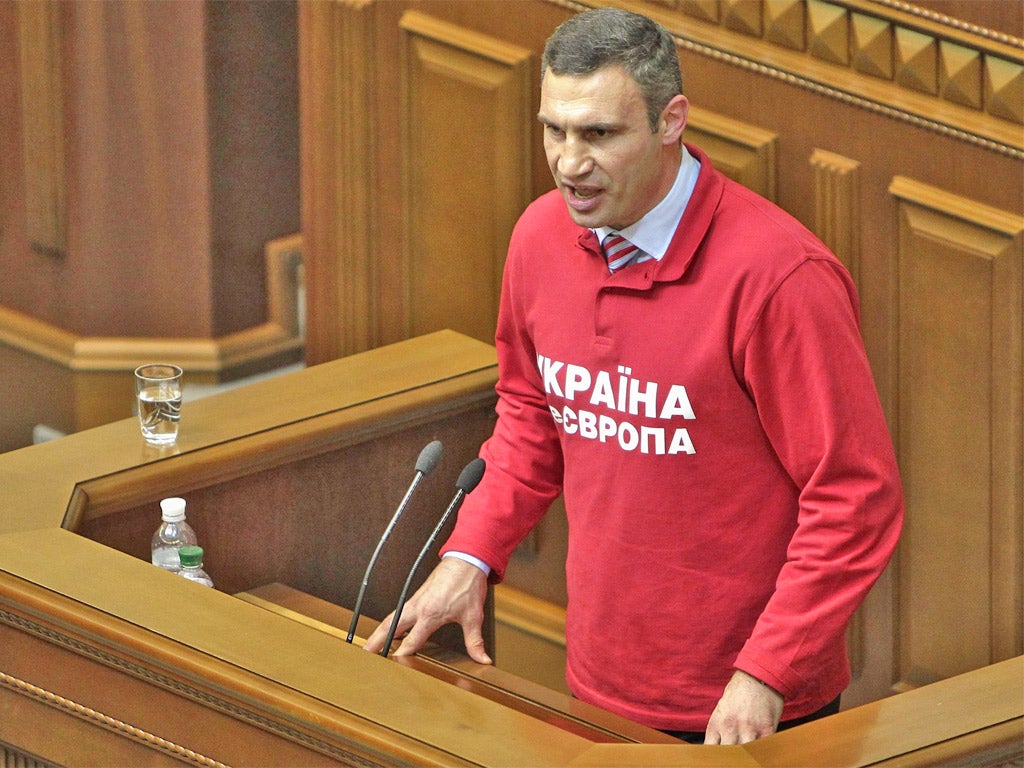 Vitali Klitschko at the Ukrainian parliament in Kiev