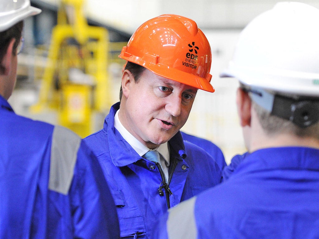 Prime Minister David Cameron meets workers in the Charge Hall at Hinkley Point B in Somerset, earlier this week