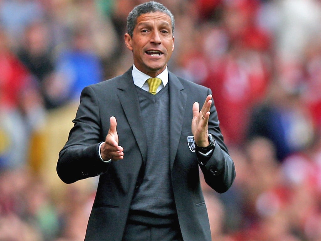 Norwich City manager Chris Hughton