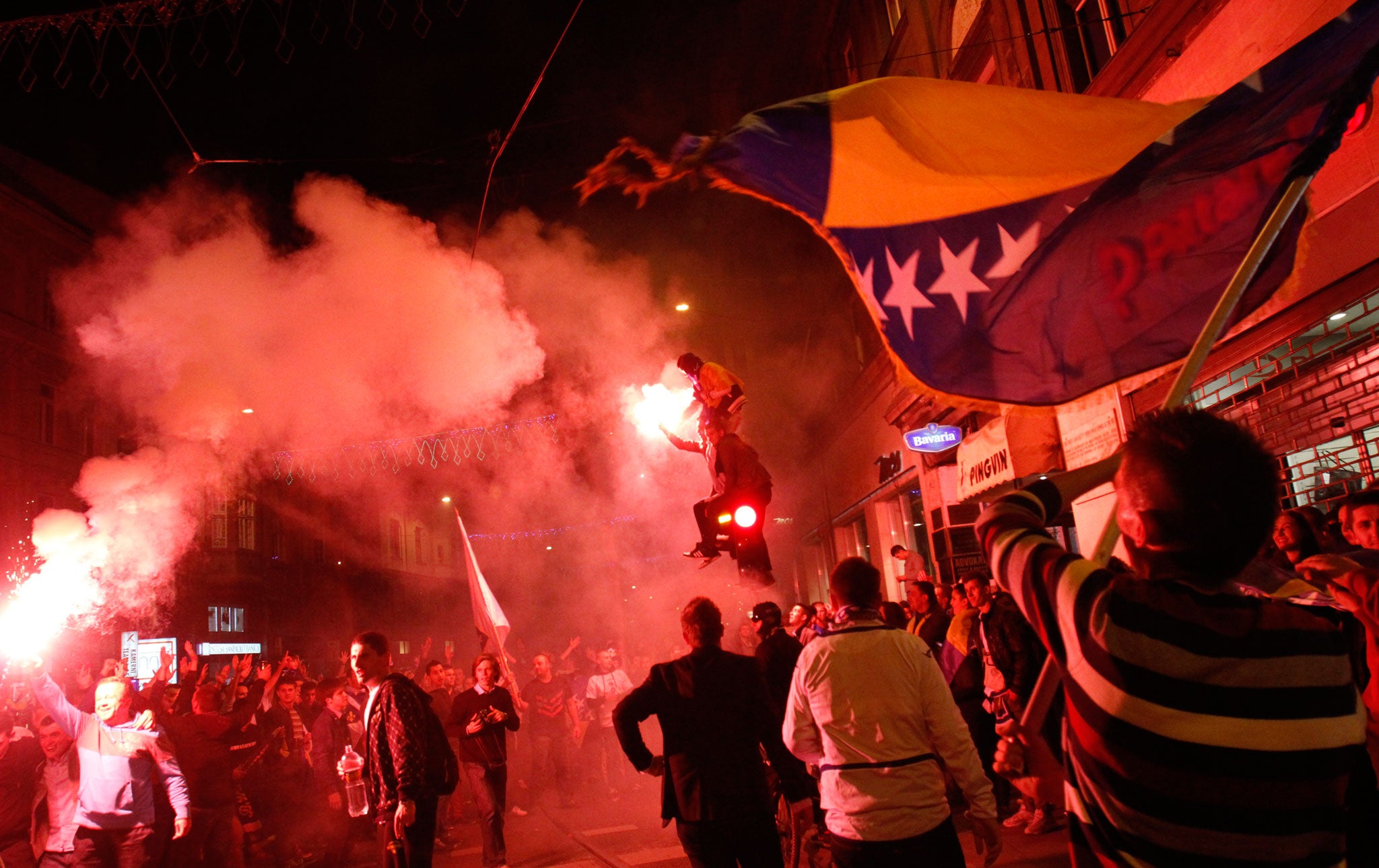 Celebrations in Sarajevo last week, when Bosnia secured its place in next year's World Cup