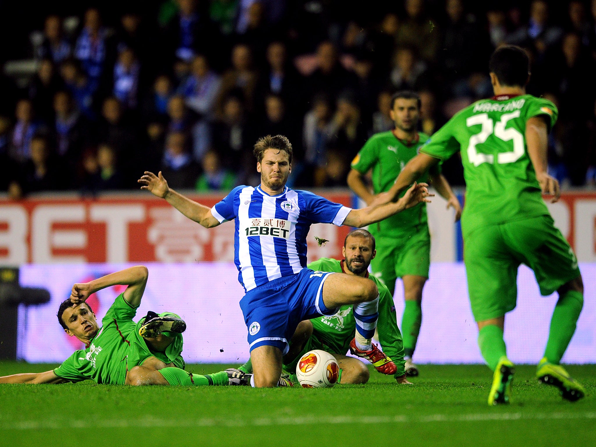 Nick Powell scored for Wigan in their 1-1 draw with Rubin Kazan