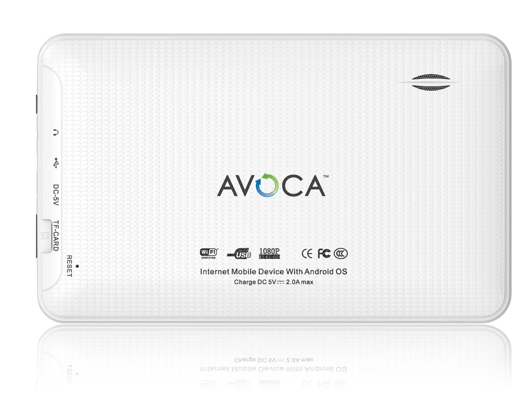 The back of the Avoca 7 confusingly shows a sticker declaring that the tablet is '1080p' - a more impressive spec than the 800x480 resolution that Carphone Warehouse claim.