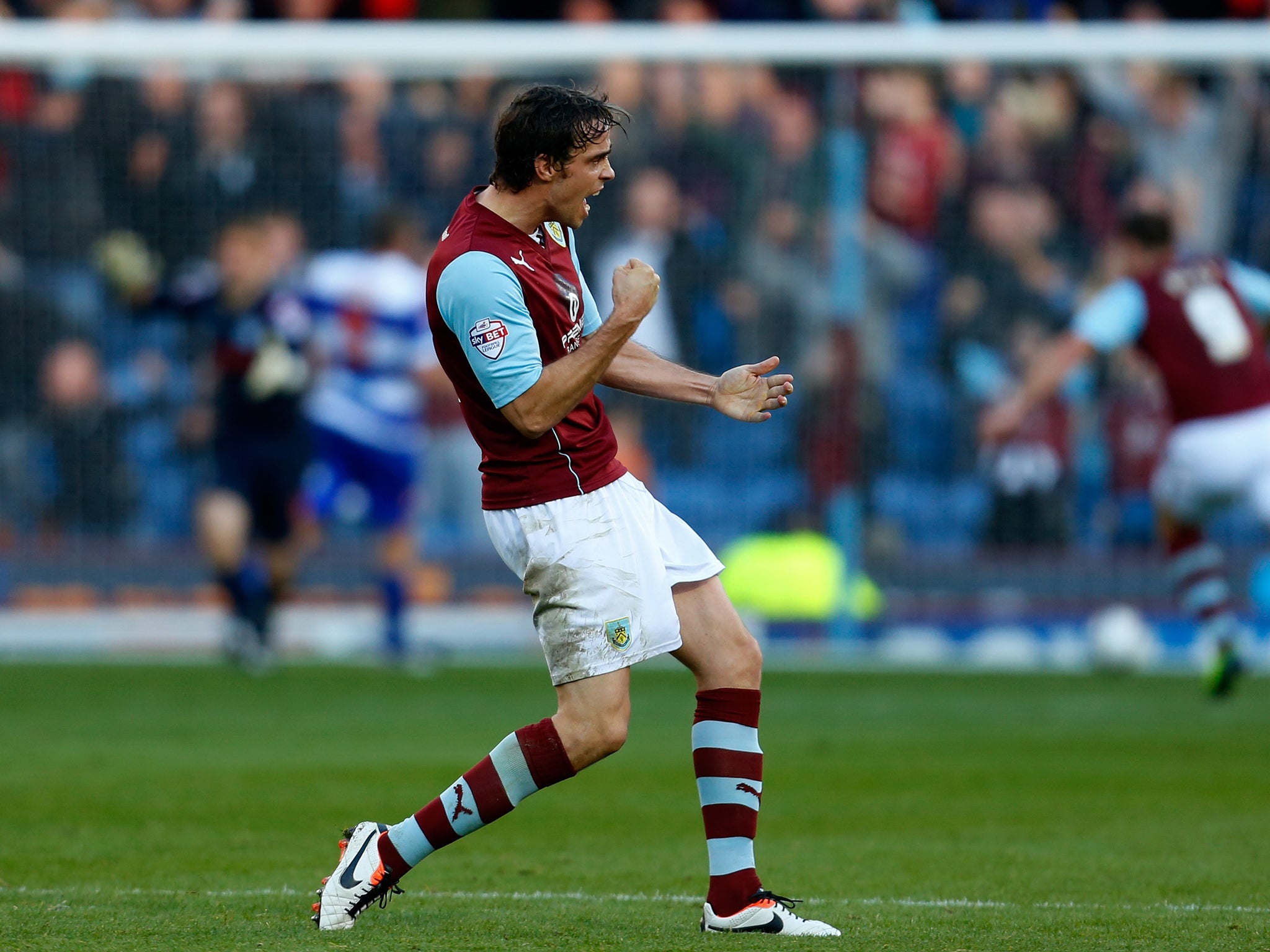 Danny Ings celebrates after scoring for Burnley against QPR