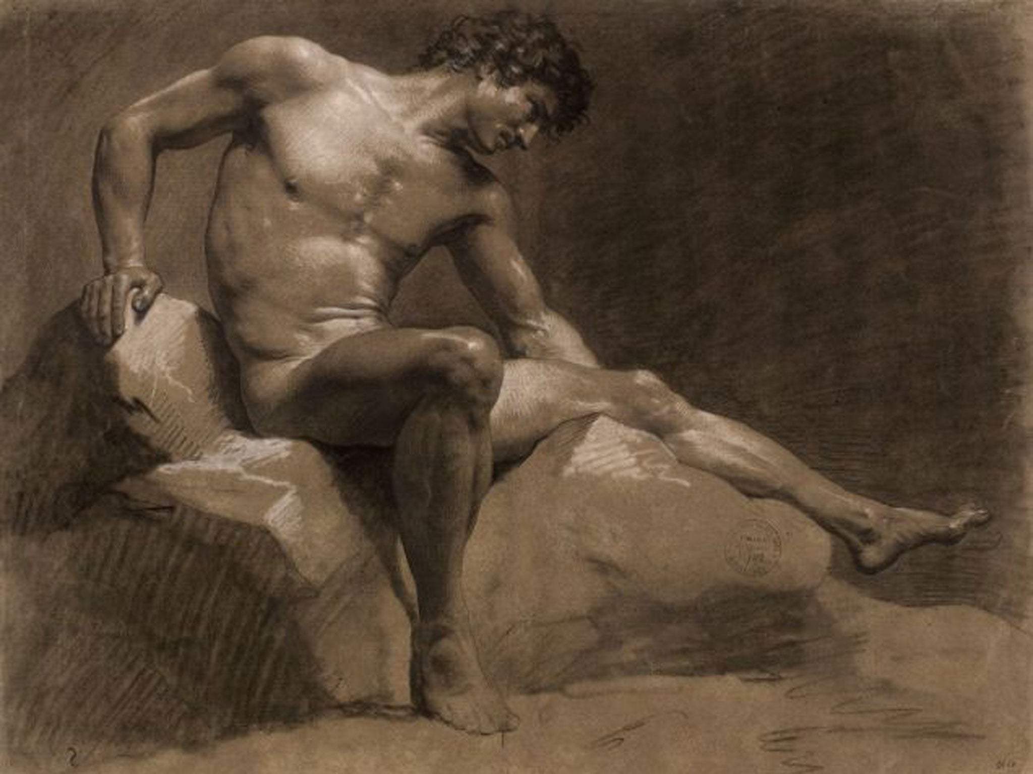 Jean Baptiste Isabey's 'Seated man leaning on his right arm' (1789)