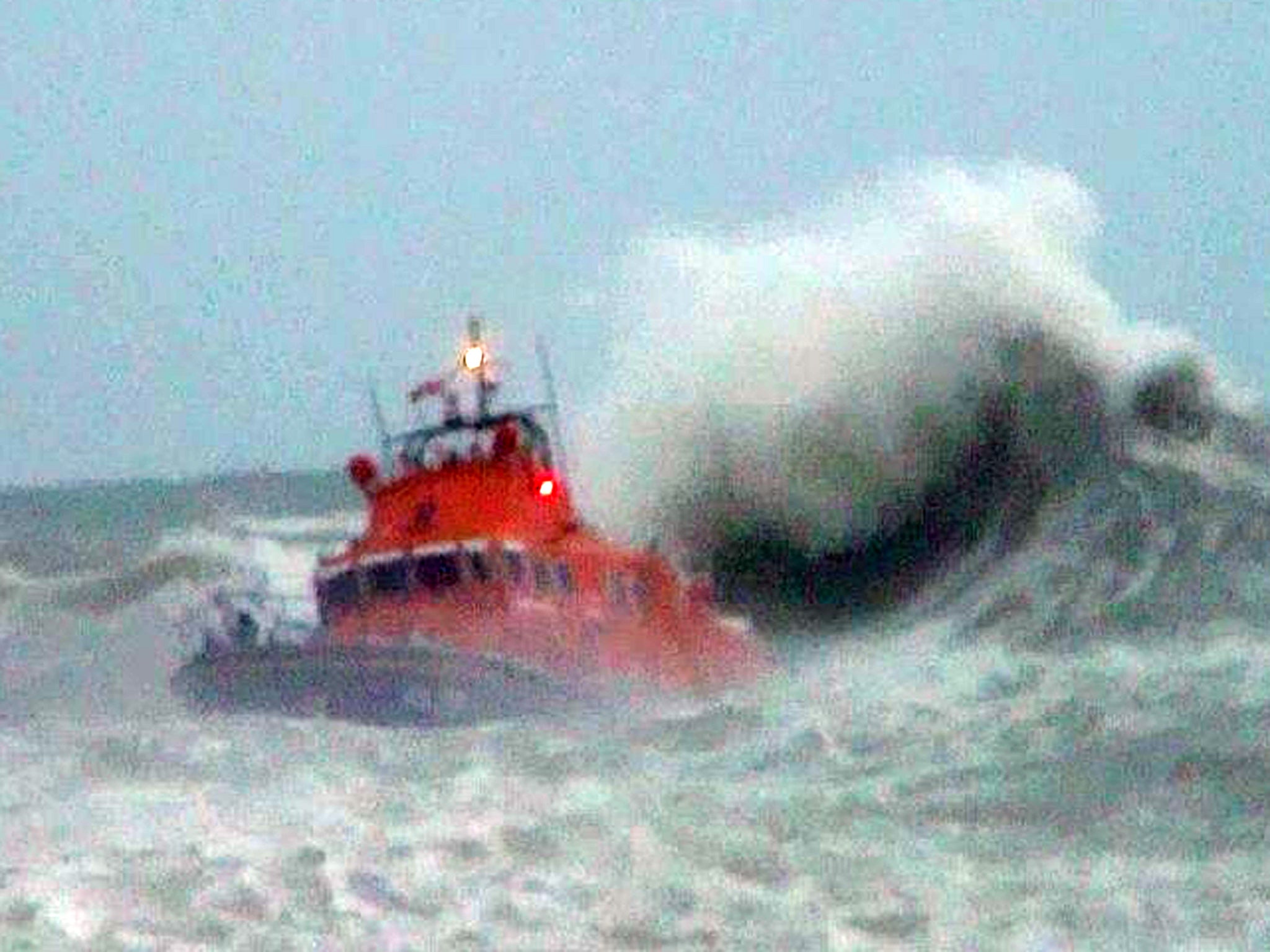 The Newhaven lifeboat searching for a missing teenager who was washed into the sea this afternoon at West Beach, Newhaven