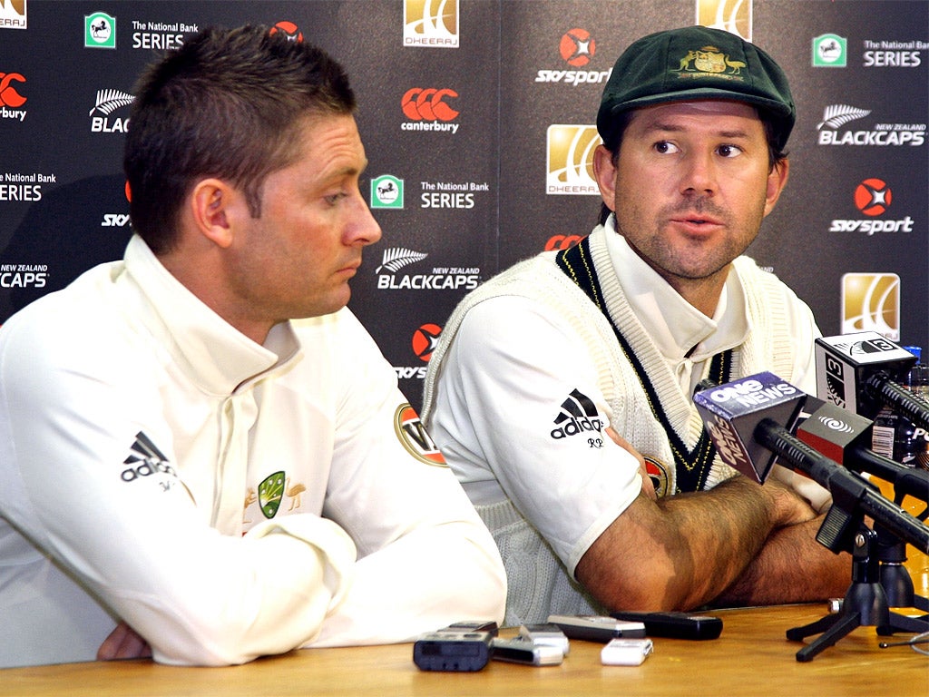 Michael Clarke (left) is waiting to hear from Ricky Ponting