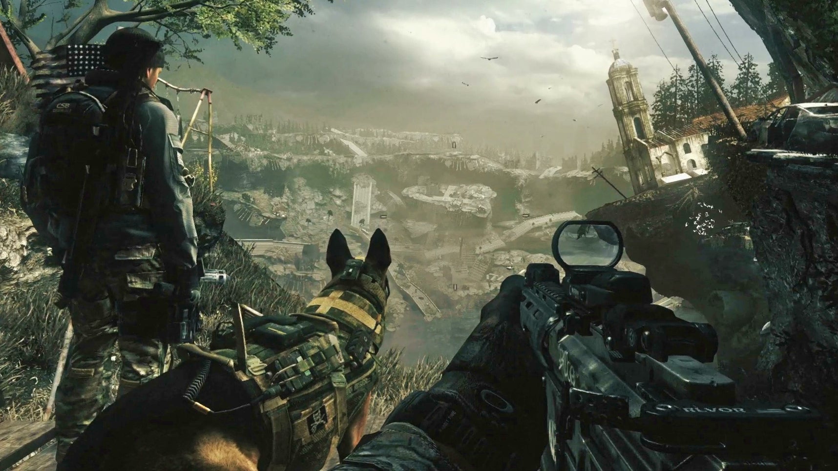 Call of Duty: Ghosts has players fight as part of the remnants of the US Army, with the eponymous 'Ghost' squad supplemented by Riley, a German Shepherd.