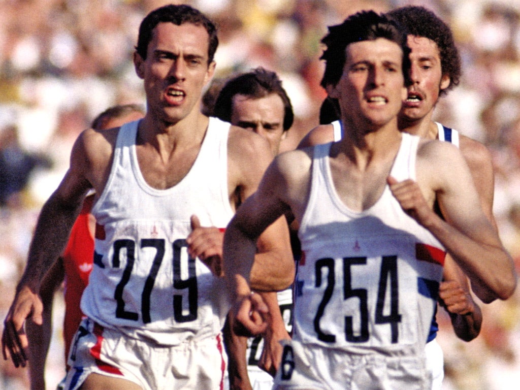 Sebastian Coe (right) and Steve Ovett during the Men’s 1500m final at the 1980 Olympic Games in Moscow (Getty)