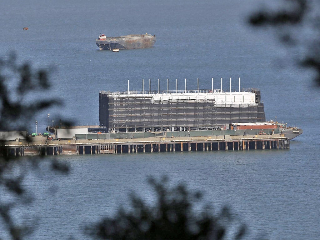 The four-storey structure in San Francisco Bay