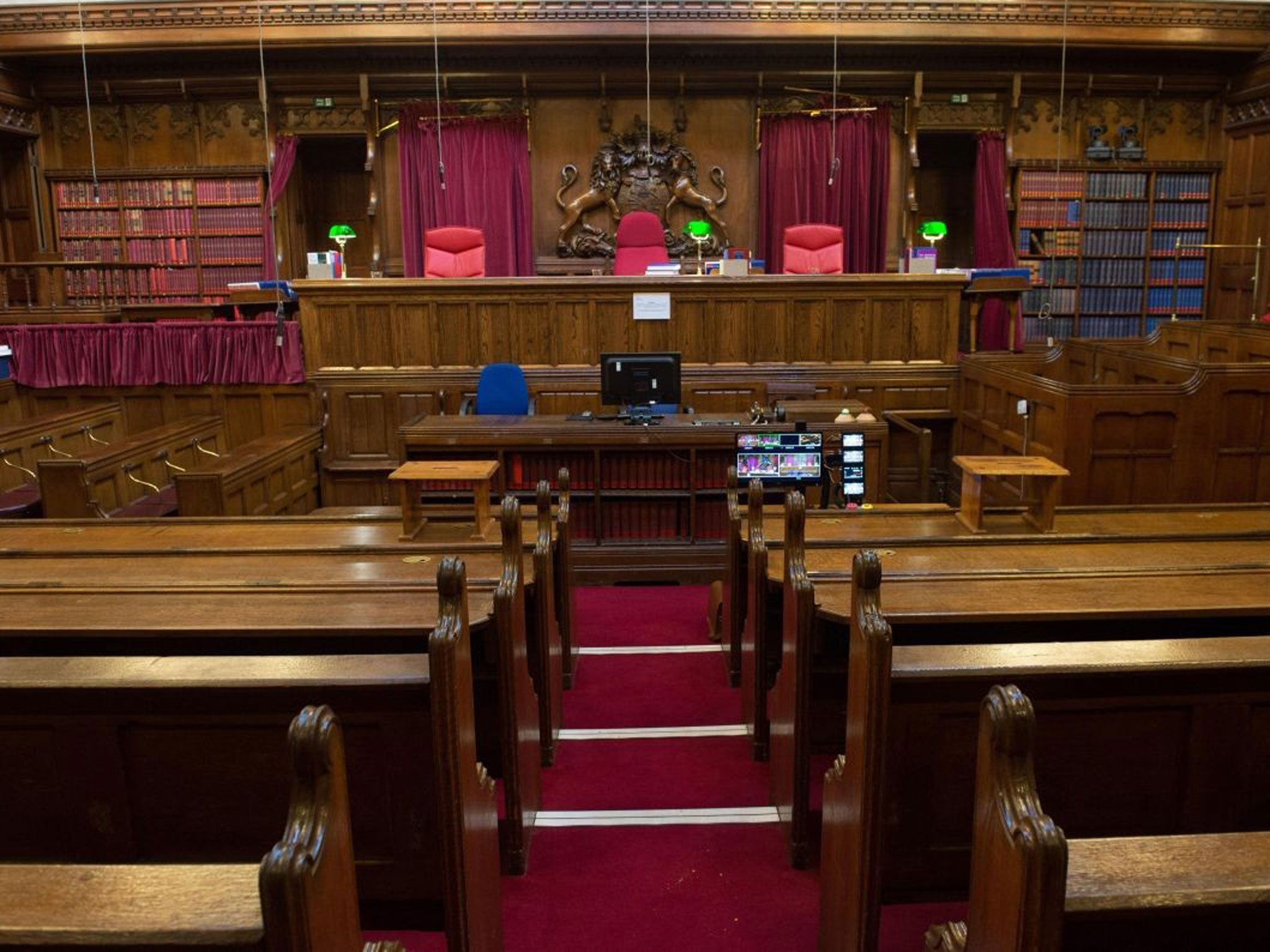 Court Four at the Royal Courts of Justice in London which has been fitted with television cameras to broadcast live pictures from selected court cases from 31 October.