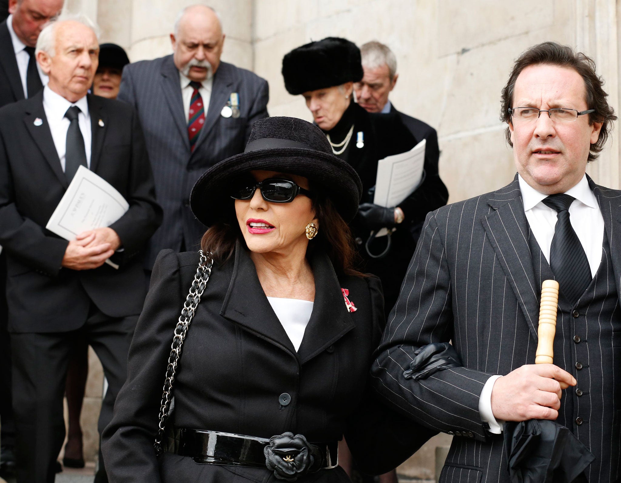 2013: With Percy Gibson (married since 2002) at the funeral of Margaret Thatcher